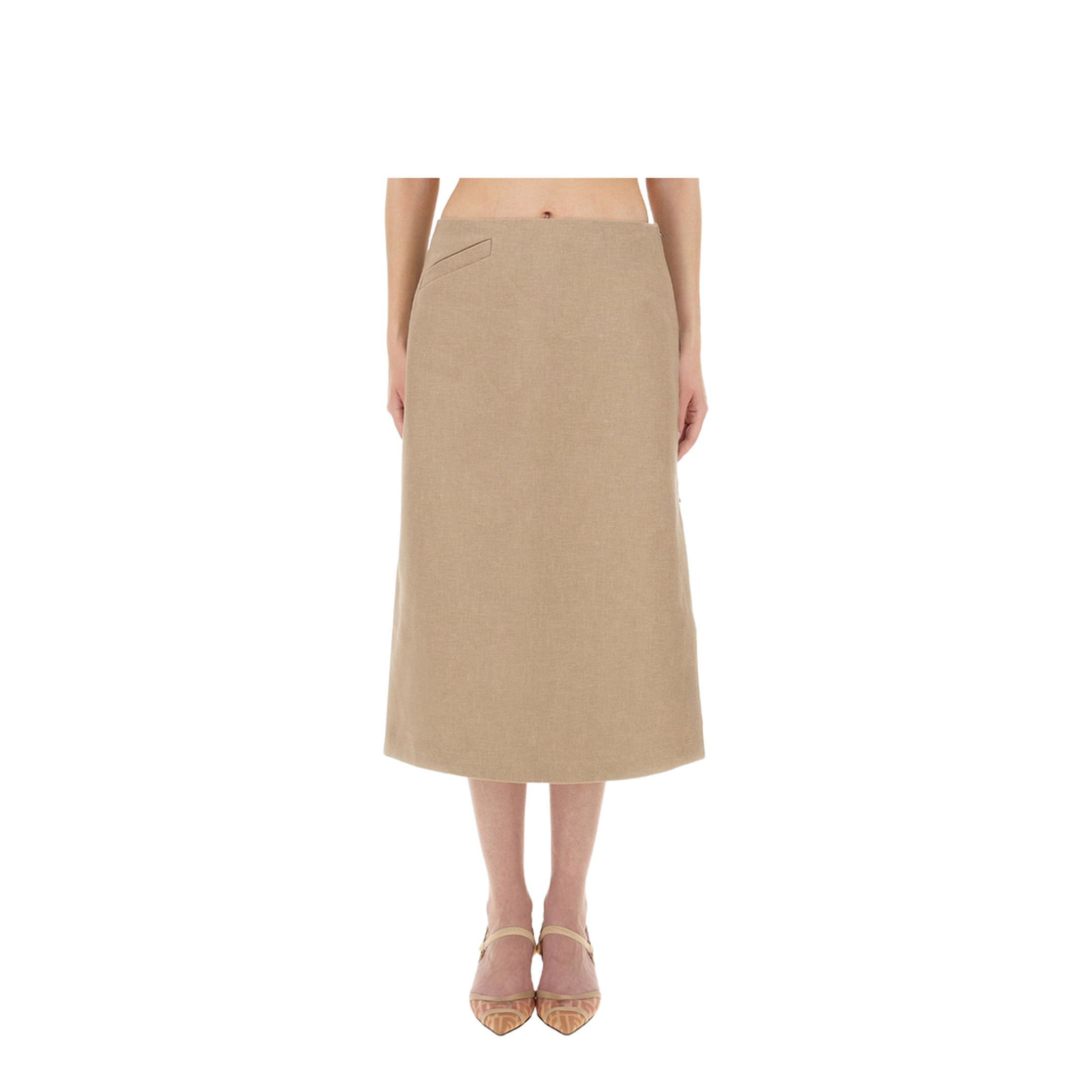 Linen Beige Longuette Skirt