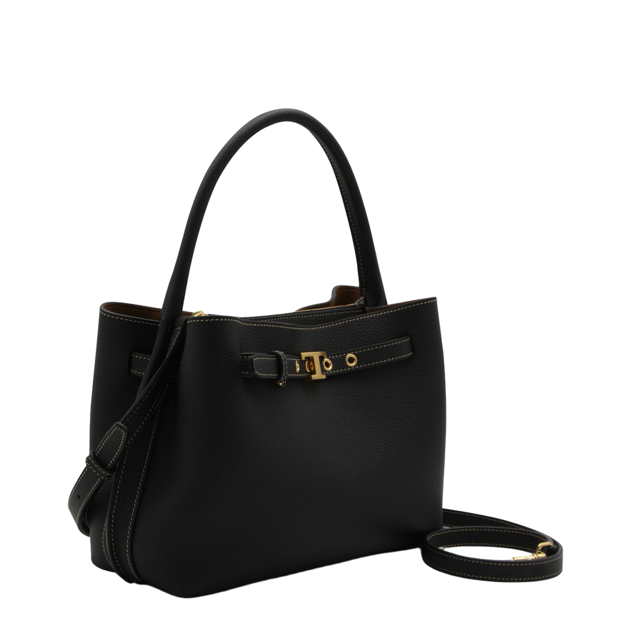 T Timeless Mini Calfskin Leather Top-Handle Bag - Black