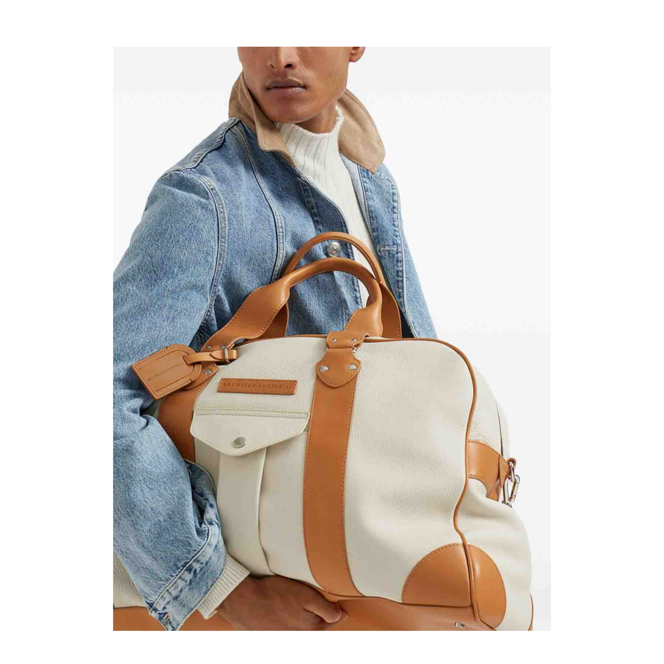 Grained Calfskin Street Bag in Ivory