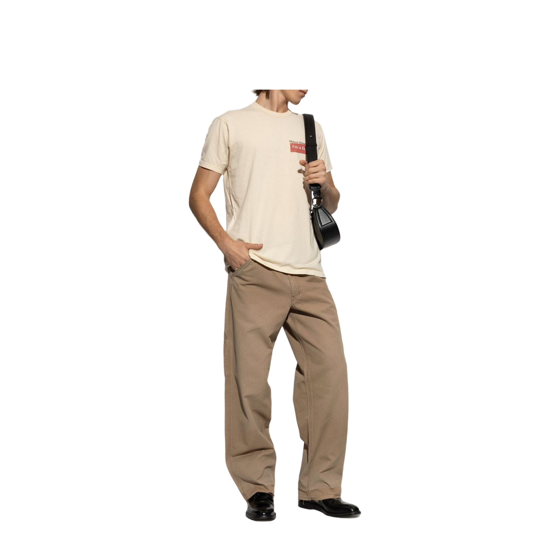 Beige Herringbone Trousers