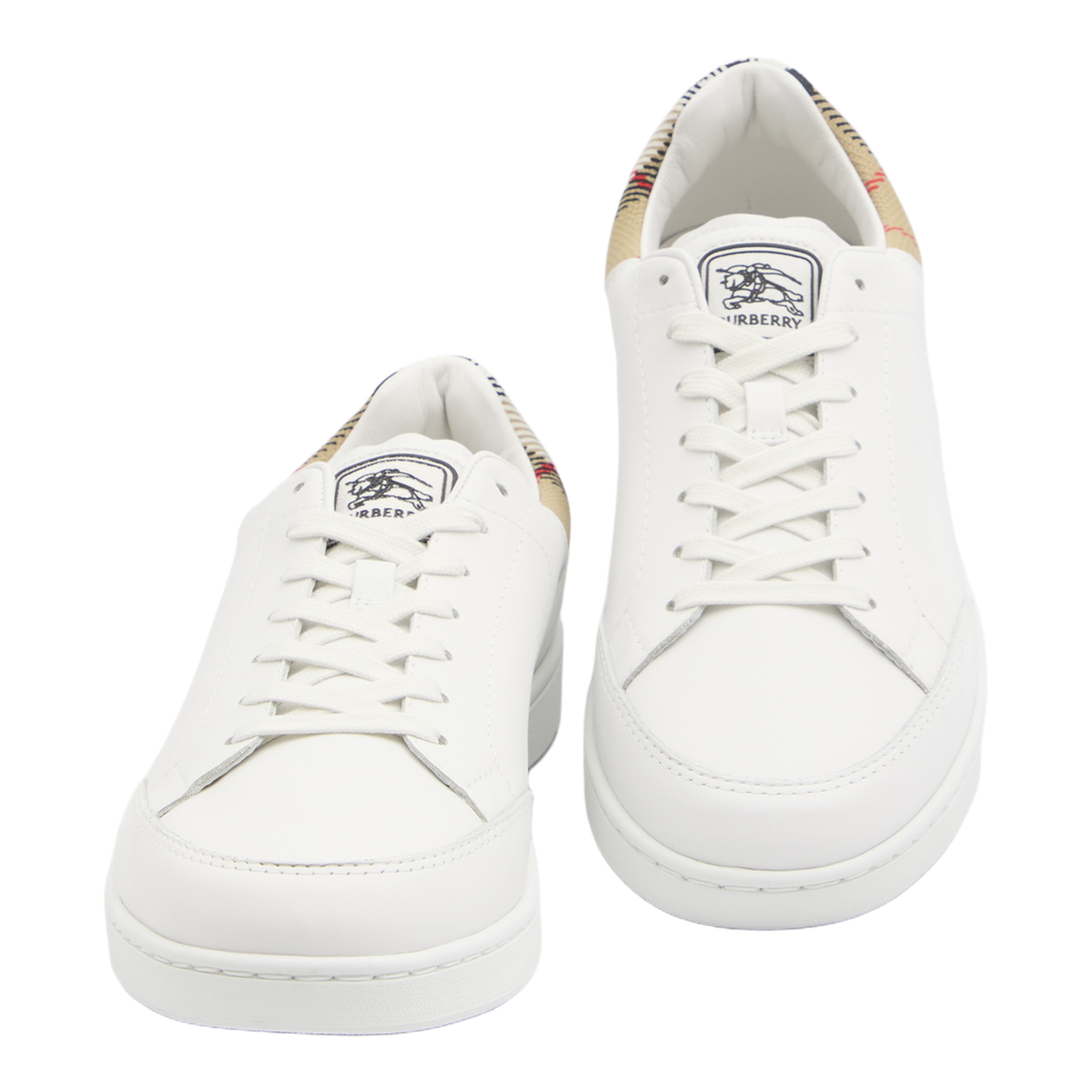 Checked Heel Leather Low-Top Sneakers