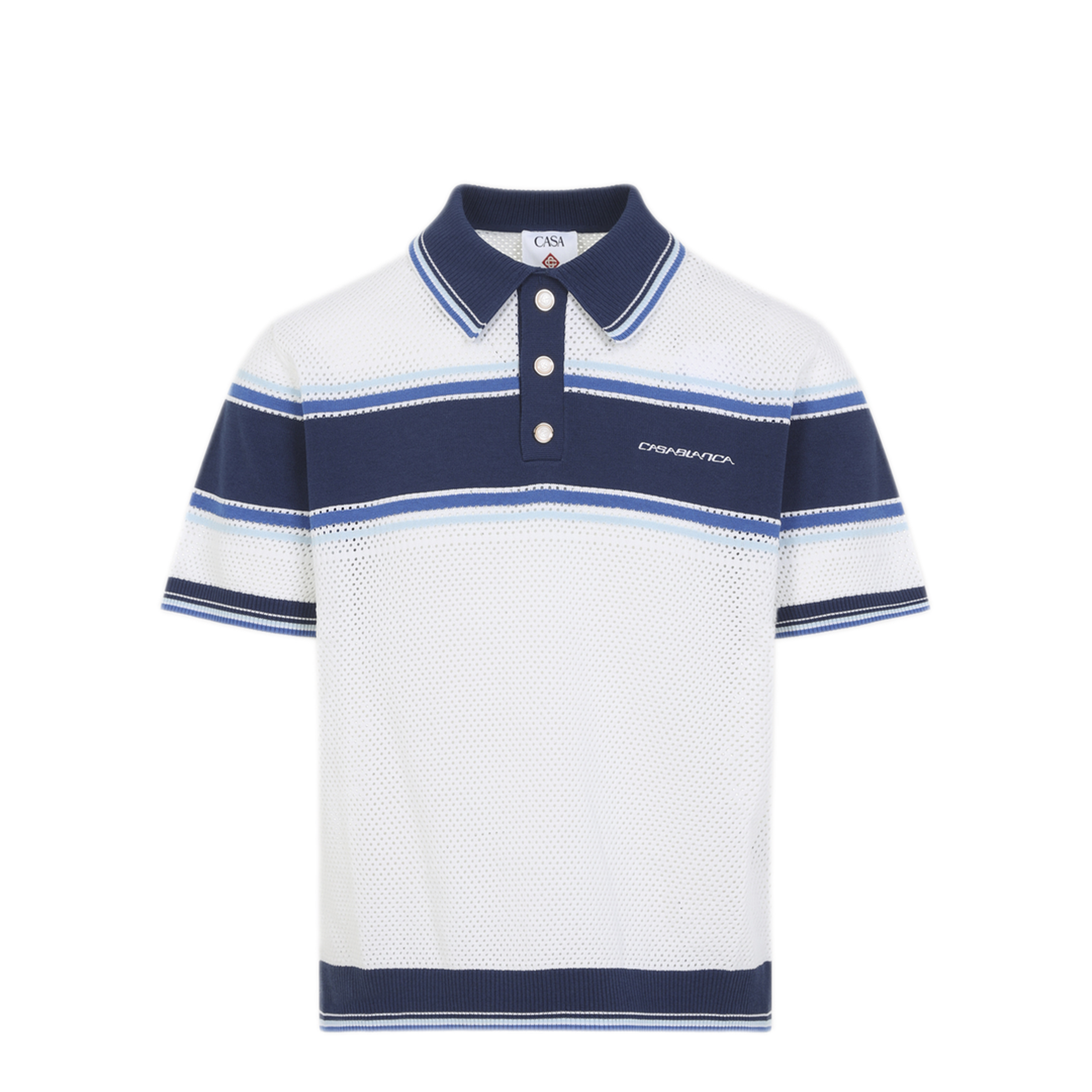 MAYFEYR - Casablanca - Mesh Stripe Polo - MSS26KW130401WHITE