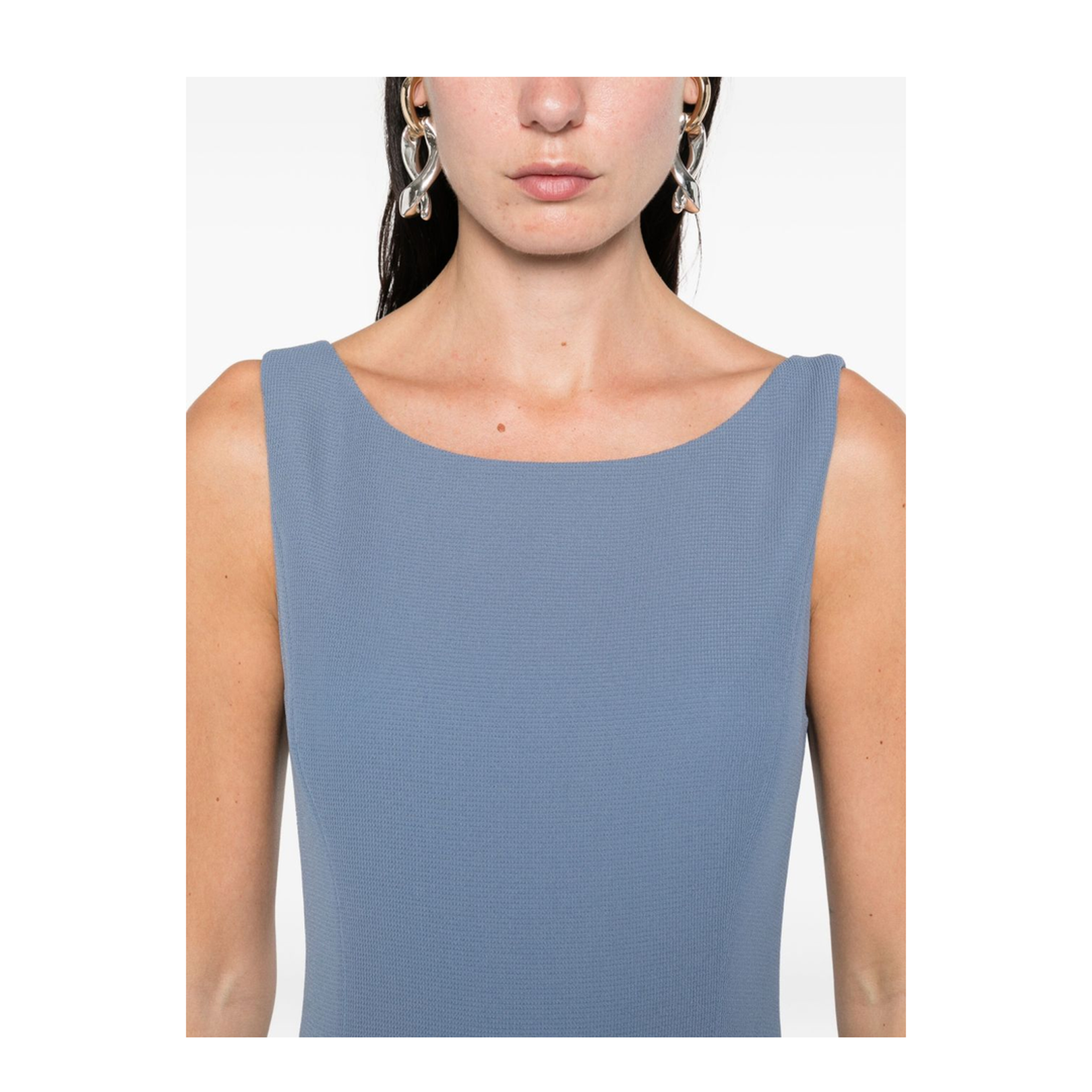 Waffle-weave Technical Fabric Sheath Dress