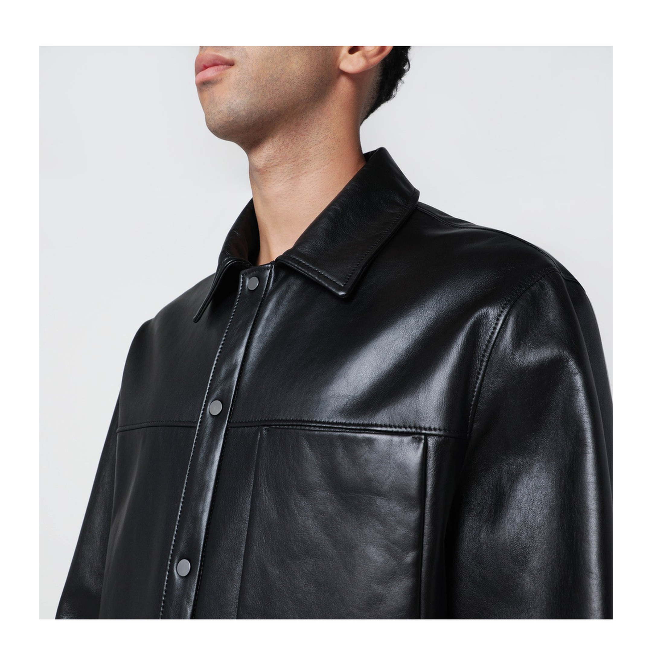 MAYFEYR - Salvatore Santoro - Black Leather Overshirt - 49586LEBLK