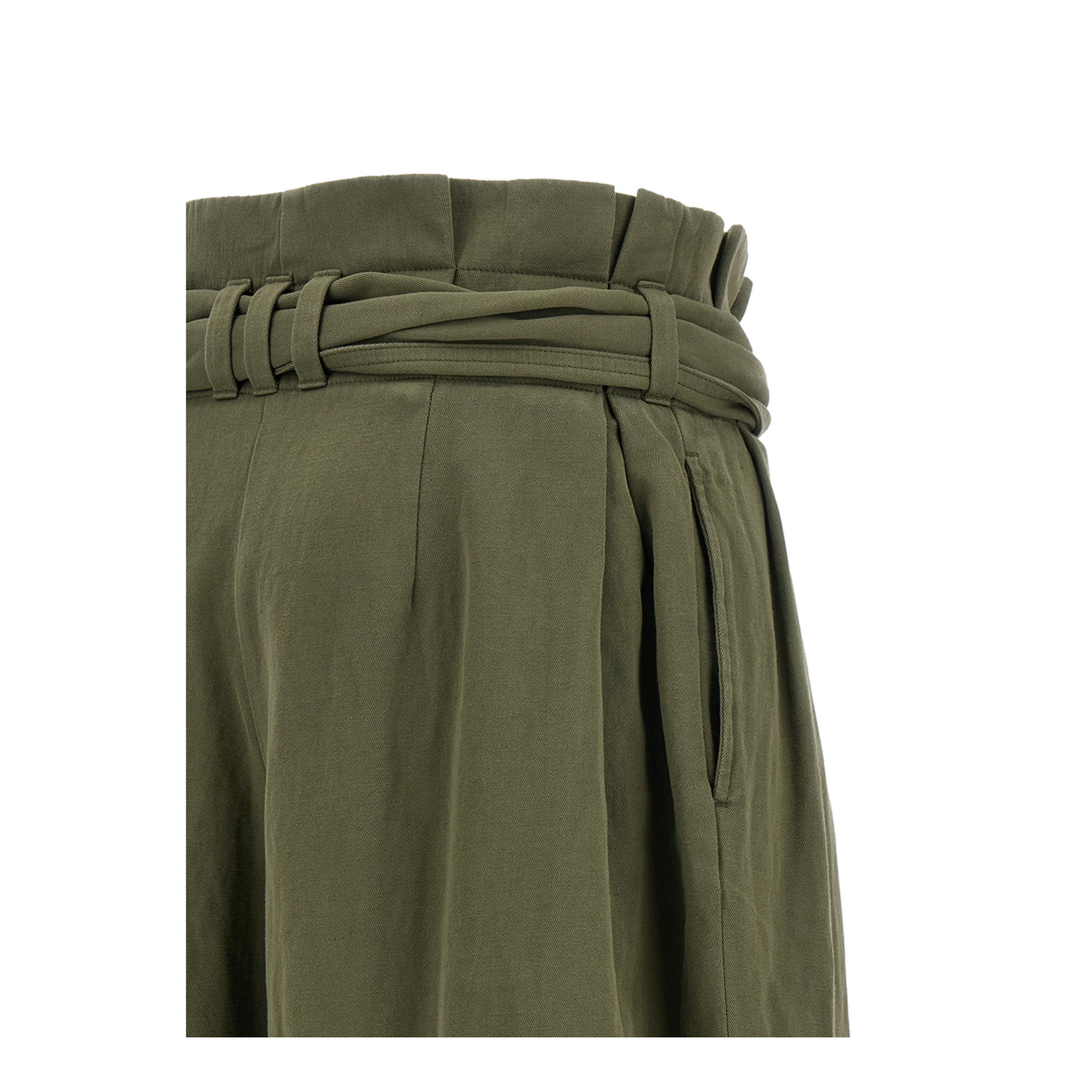 High-Waisted Denim Pants Green