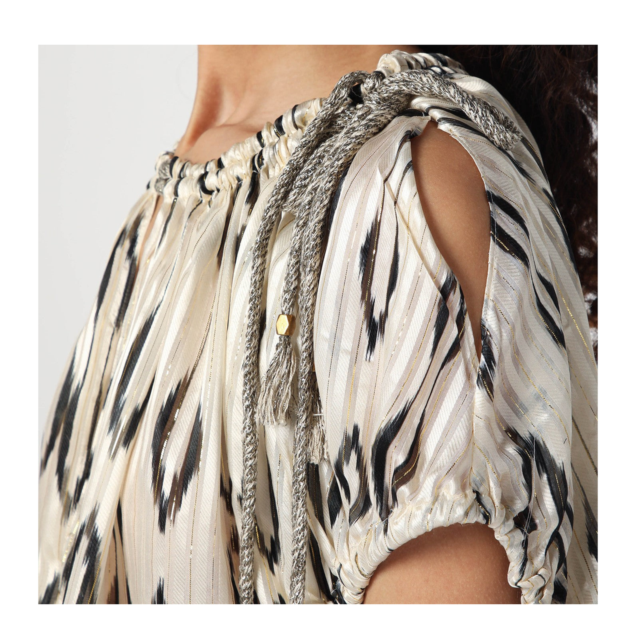 Ecru Black Blouse in Silk