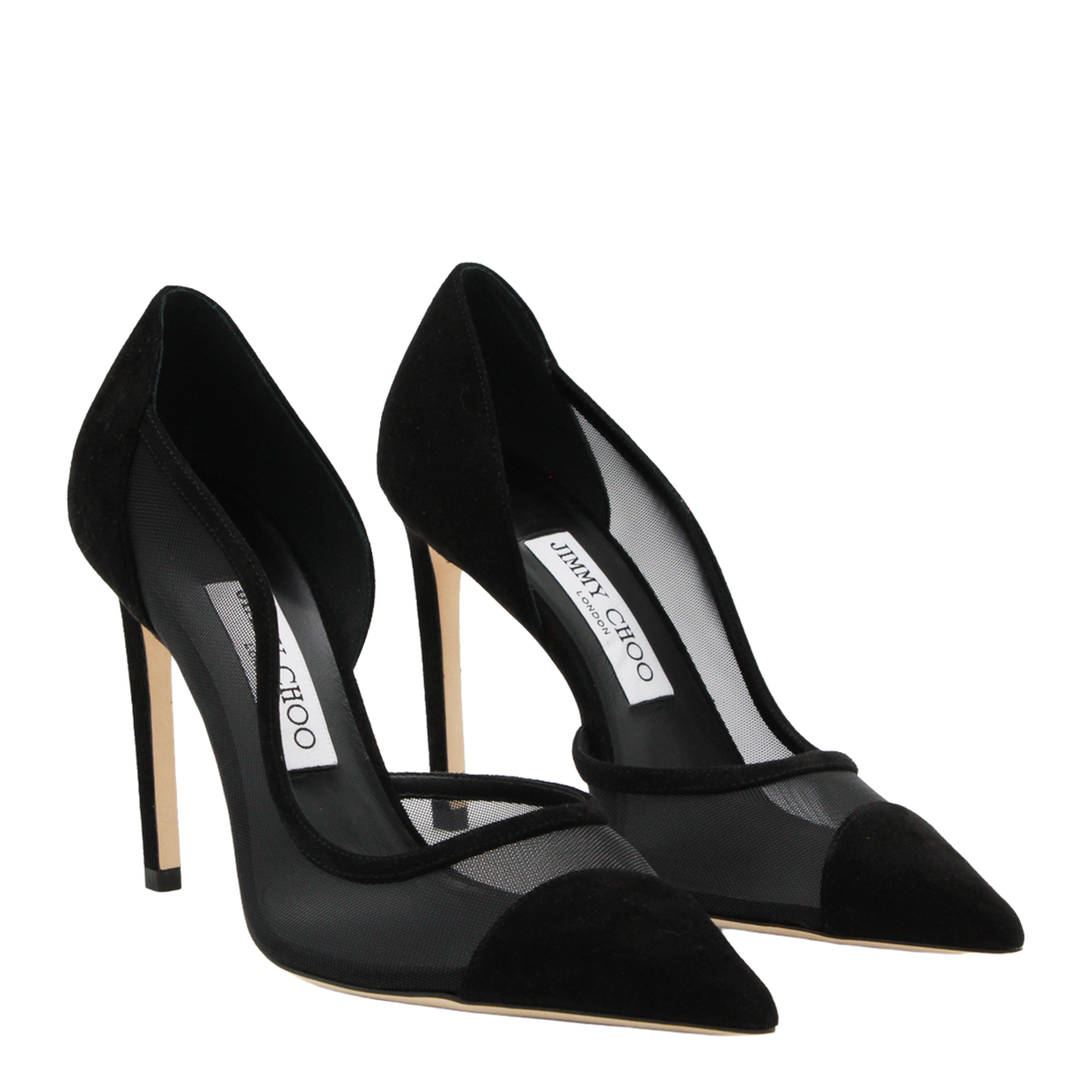 Brigitte 100 Pumps in Black Suede and Mesh