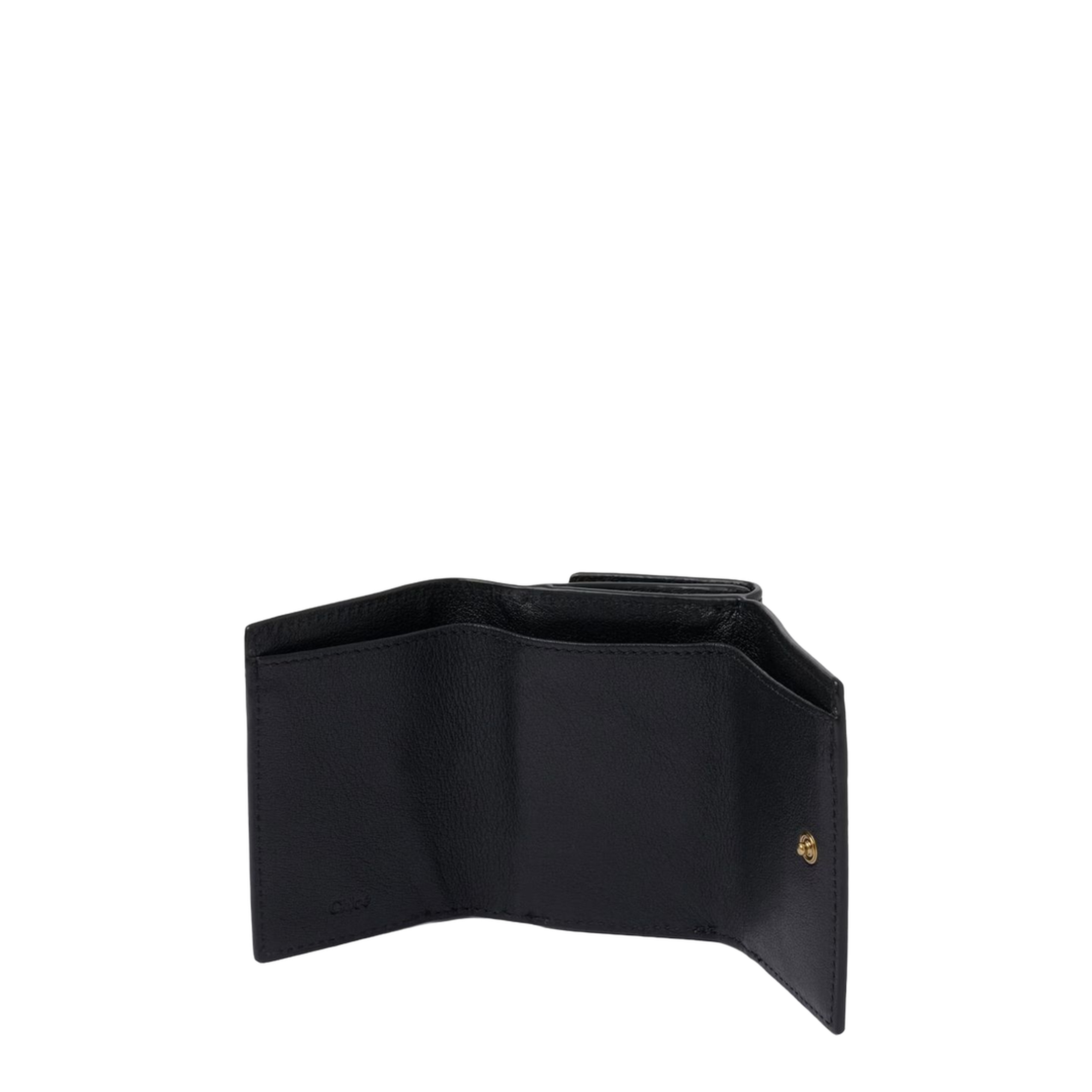 Mini Paddington Tri-Fold Wallet in Grained Buffalo Leather - Black