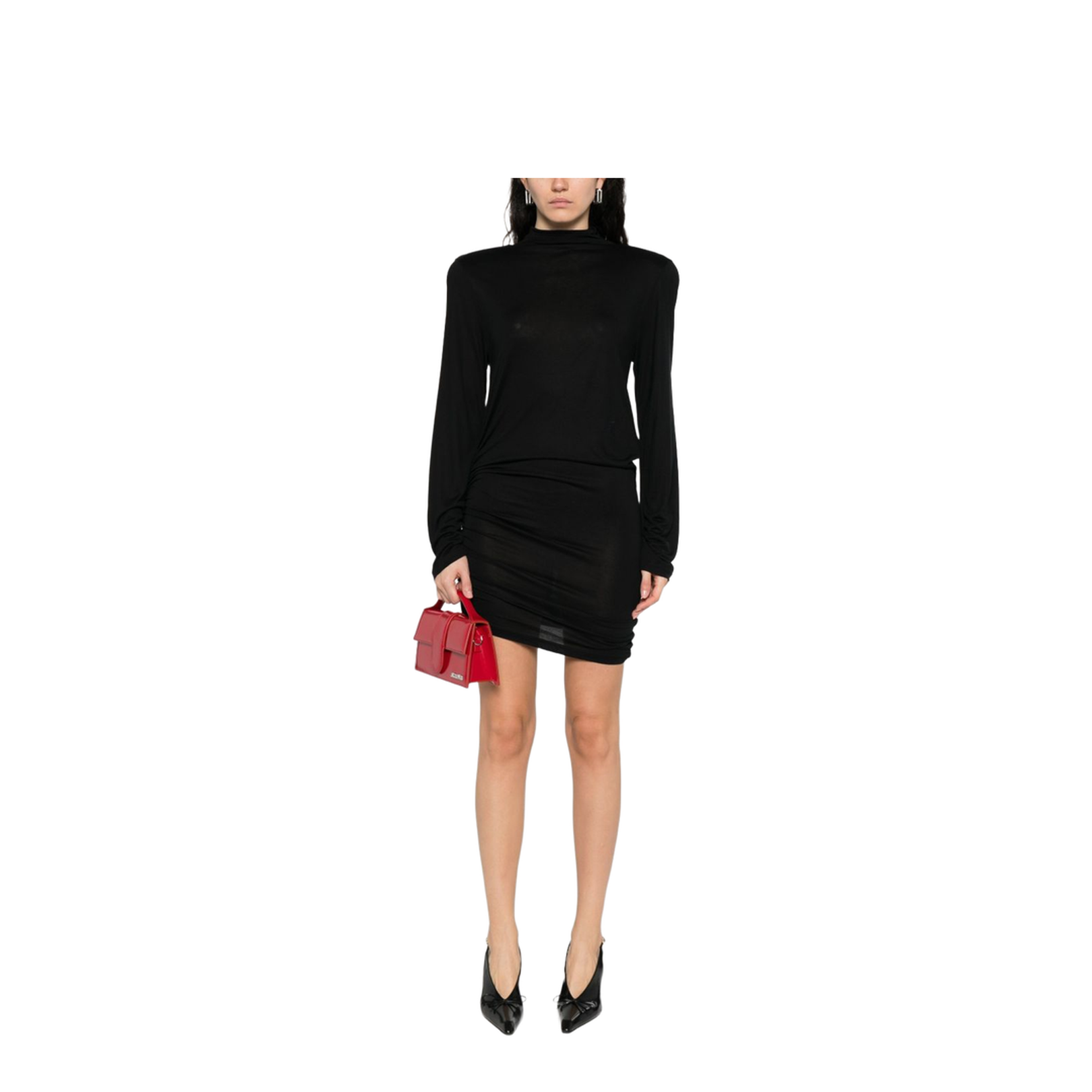 Draped Turtleneck Dress