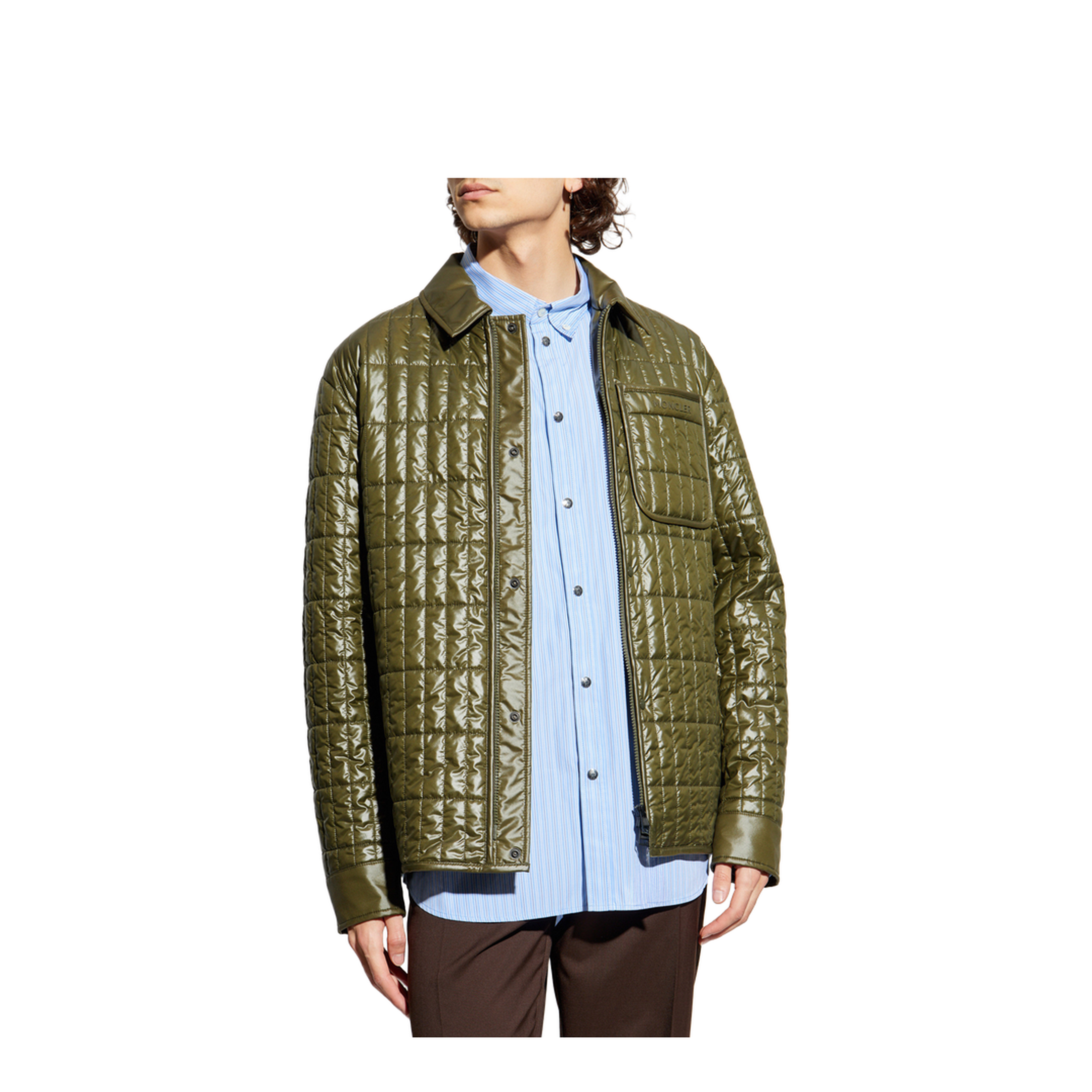 Olive Green Madiere Padded Shirt Jacket