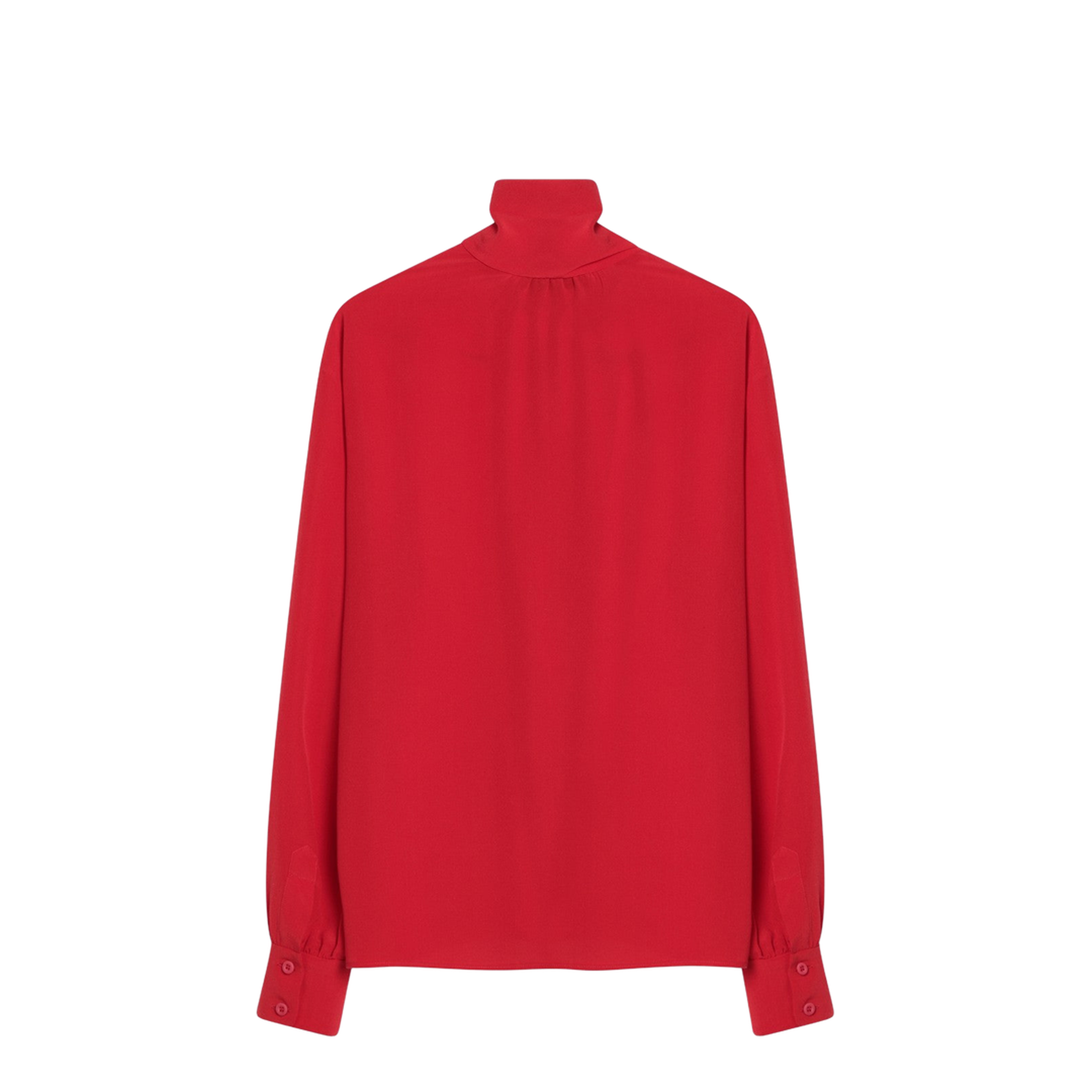 Red Silk Blouse with Scarf