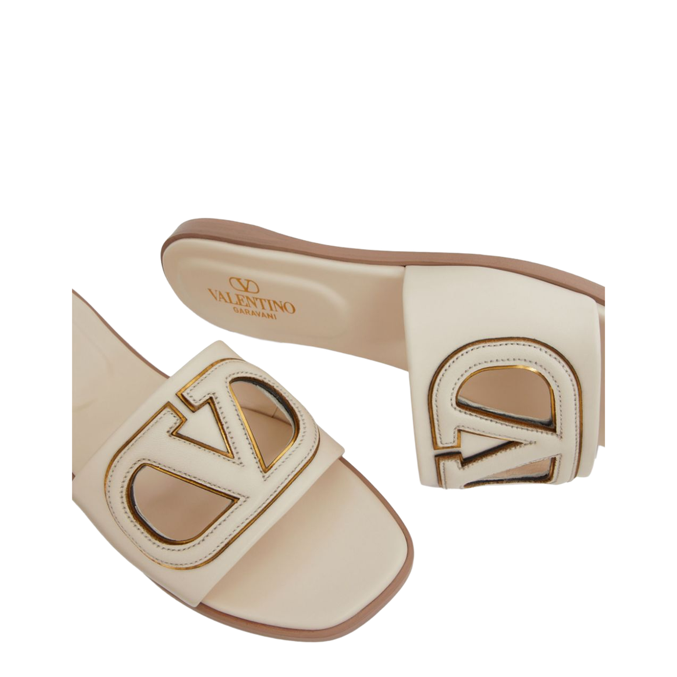 VLogo Cut-Out Leather Sandals