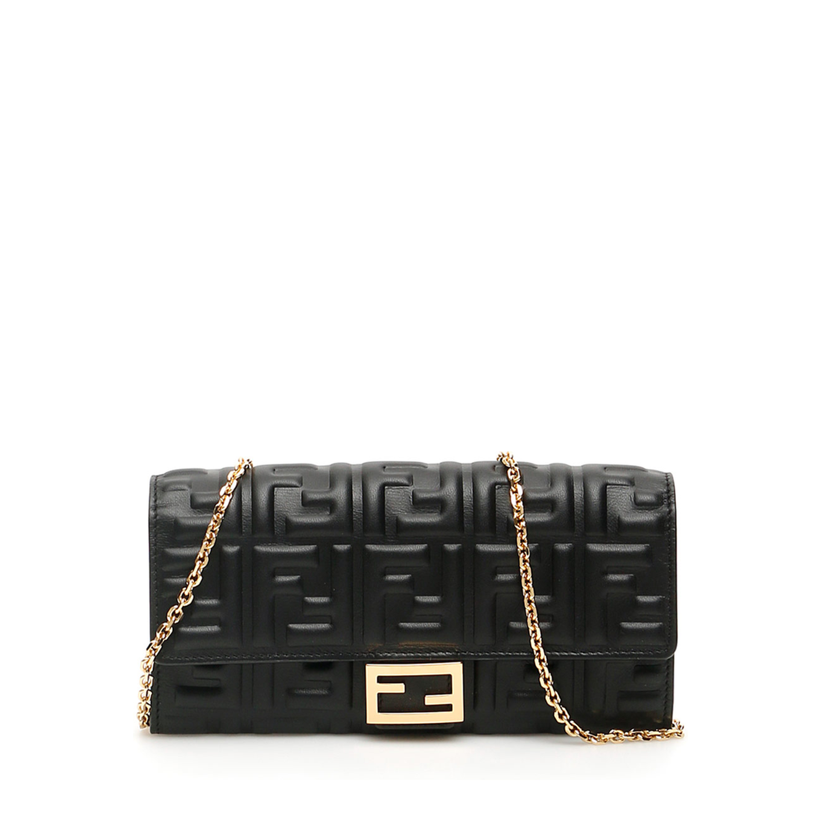 Fendi Baguette Wallet With Thin Chain Crossbody Strap