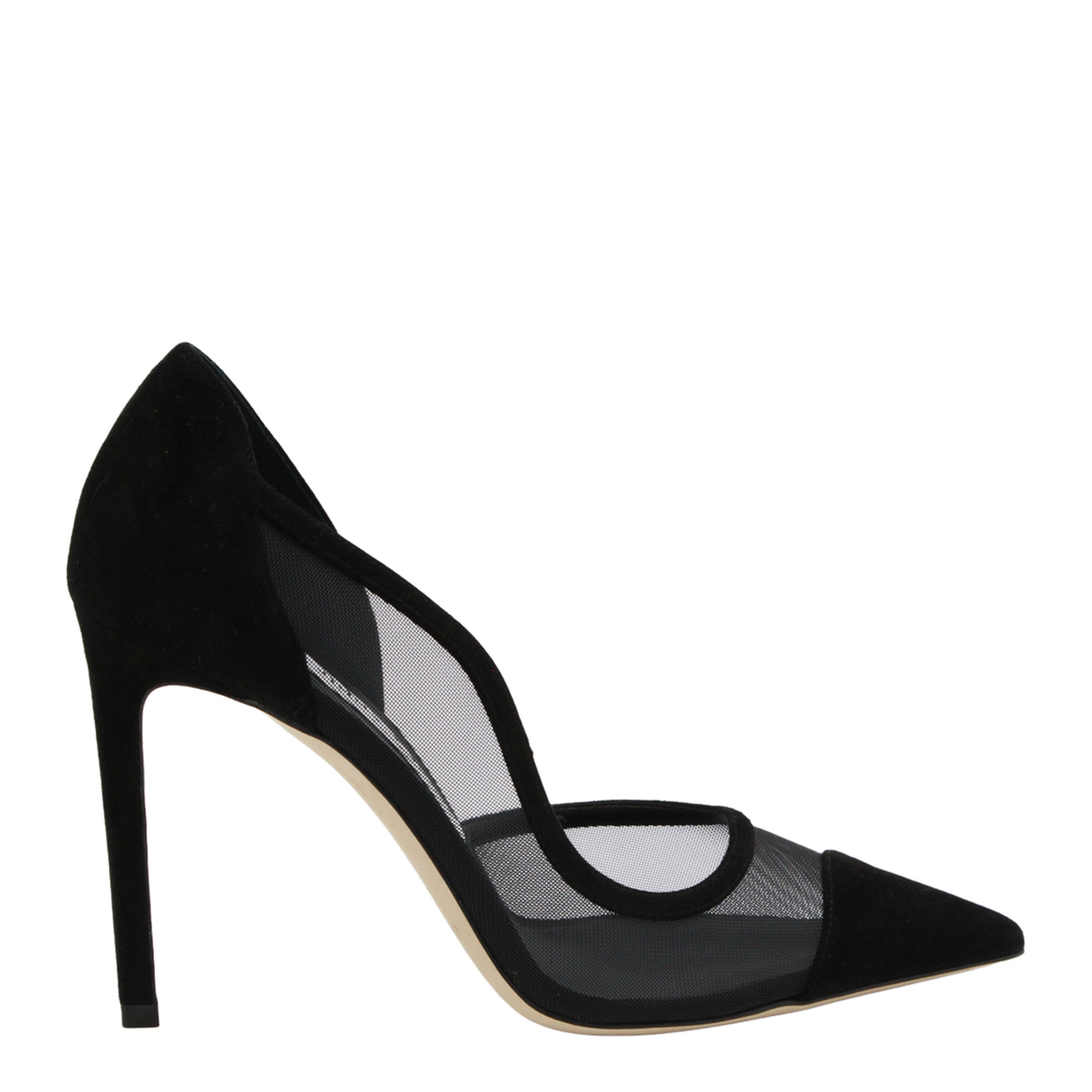Brigitte 100 Pumps in Black Suede and Mesh