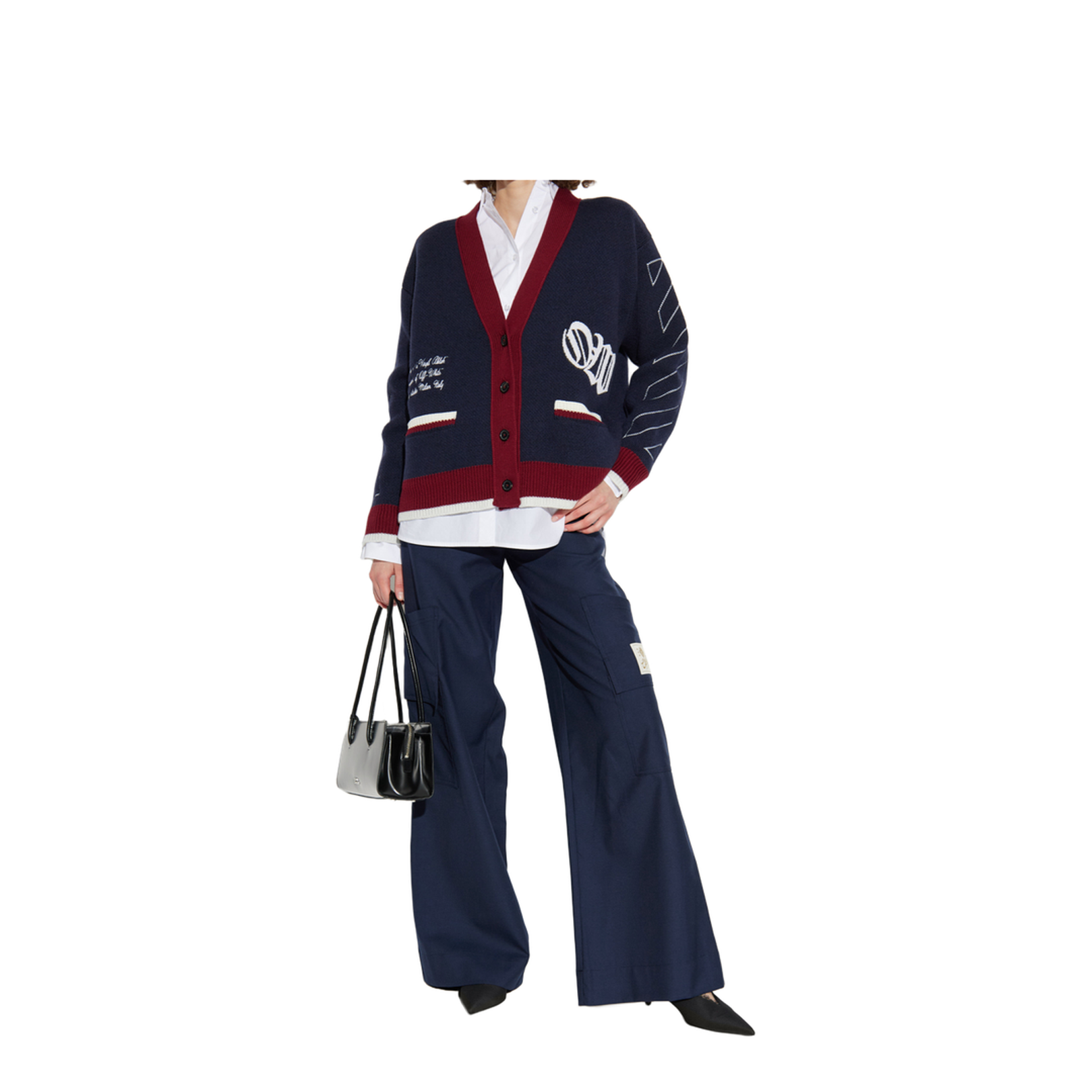 Jacquard Knit Varsity Cardigan