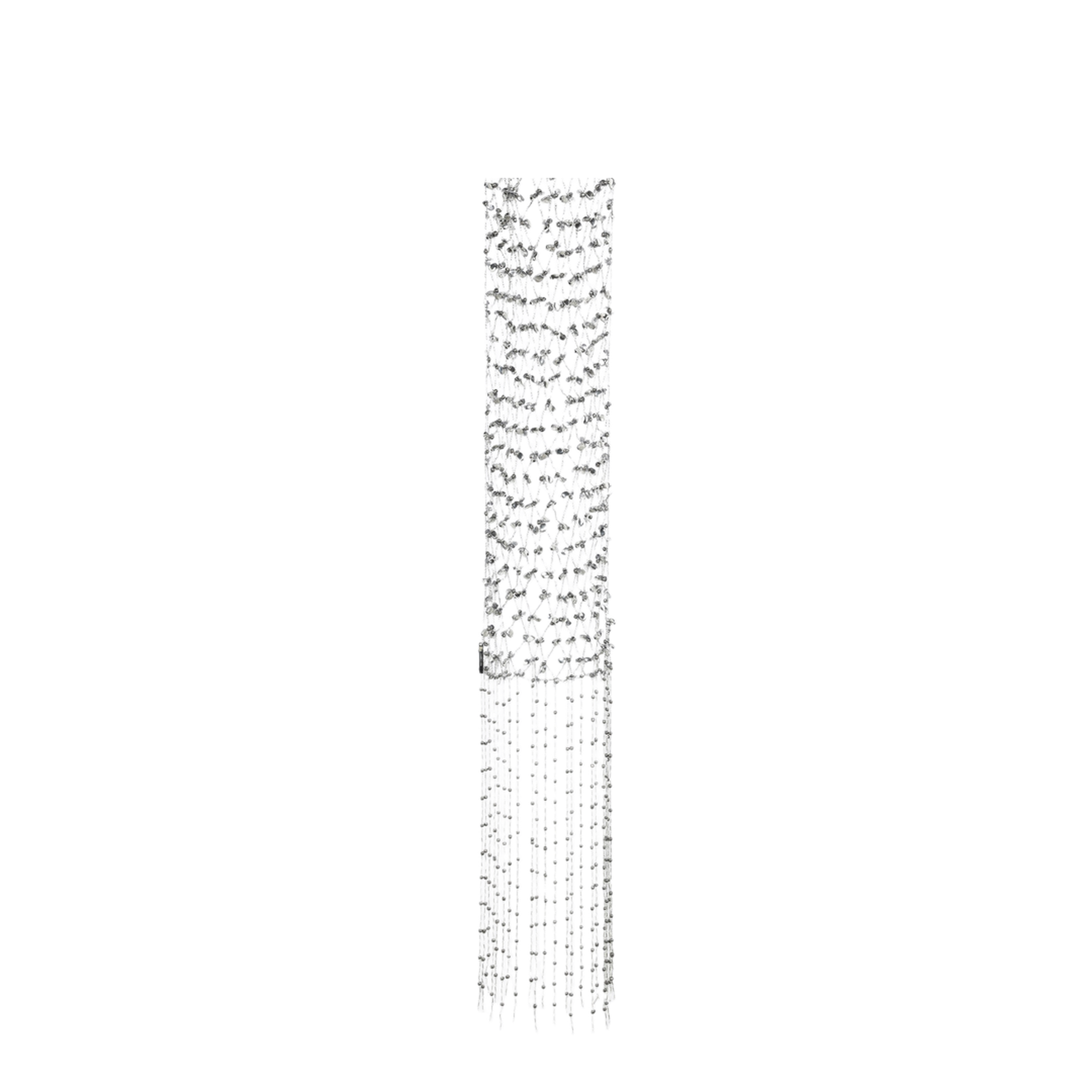 Silver Beaded Scarf with Fringes