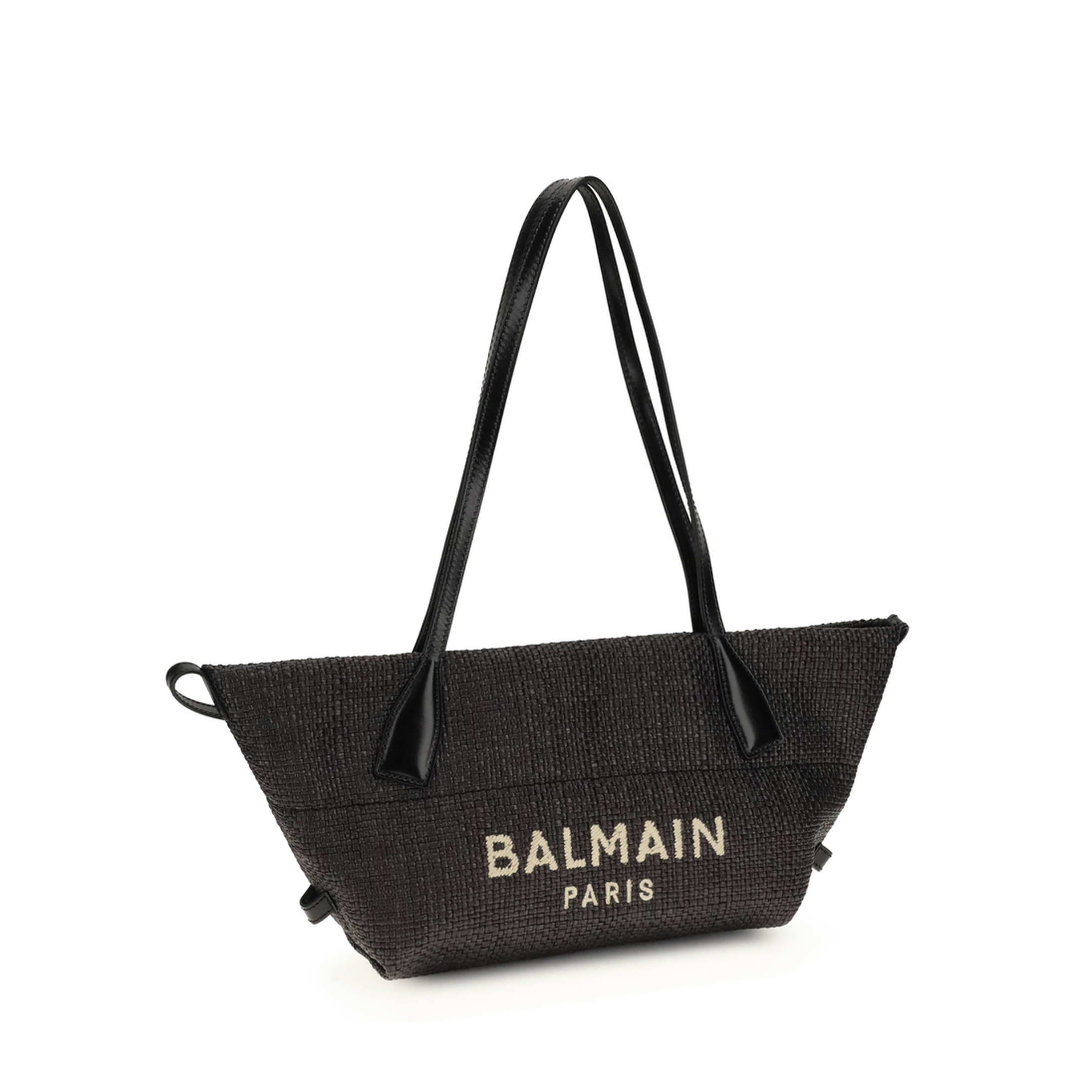 MAYFEYR - Balmain - Calfskin And Raffia Track Shoulder Bag - GN1FD039TRAA