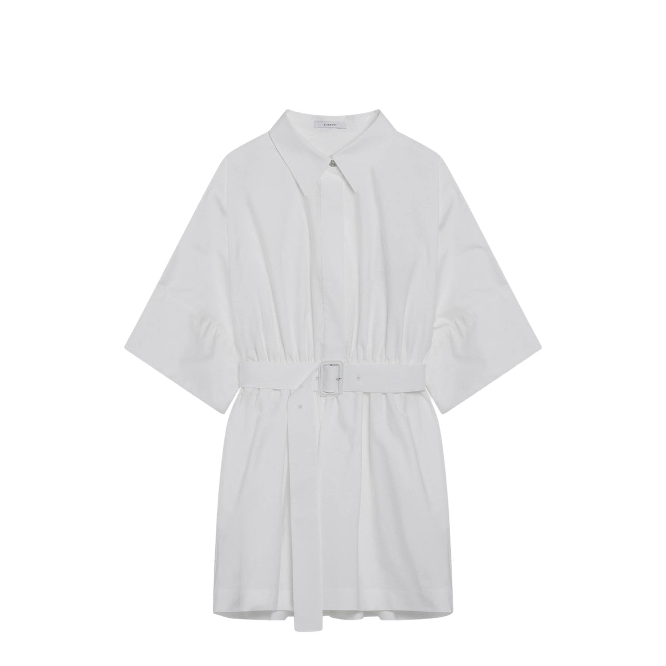 Mini Chemisier Dress in White Poplin