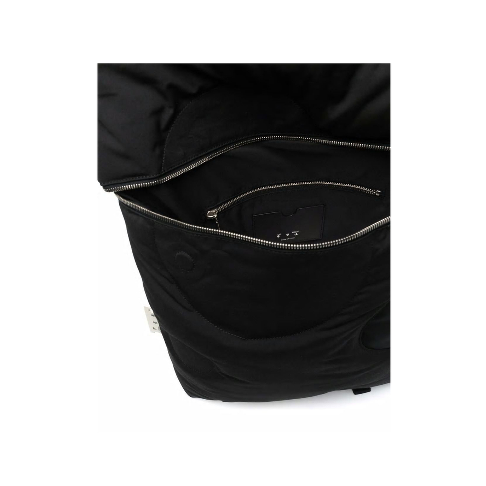 Polyester Side Logo Suture Detail Zipper Pocket Black Backpack