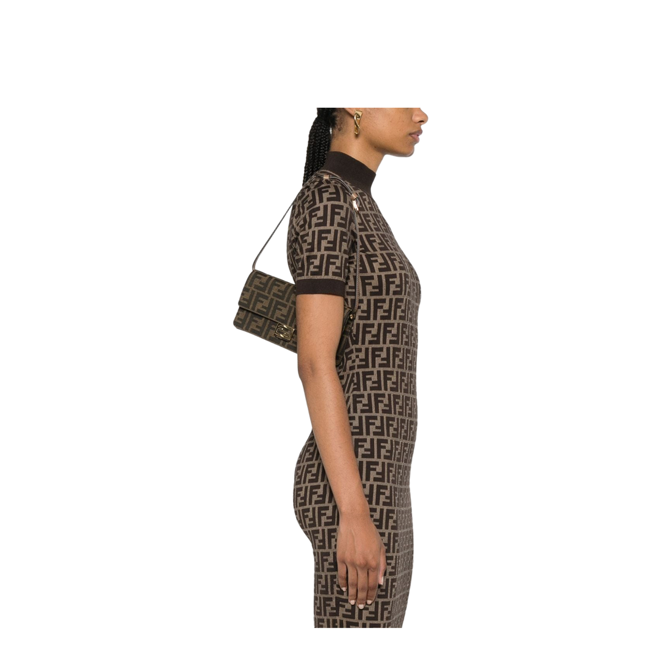 Baguette FF Jacquard Chain Wallet - Brown