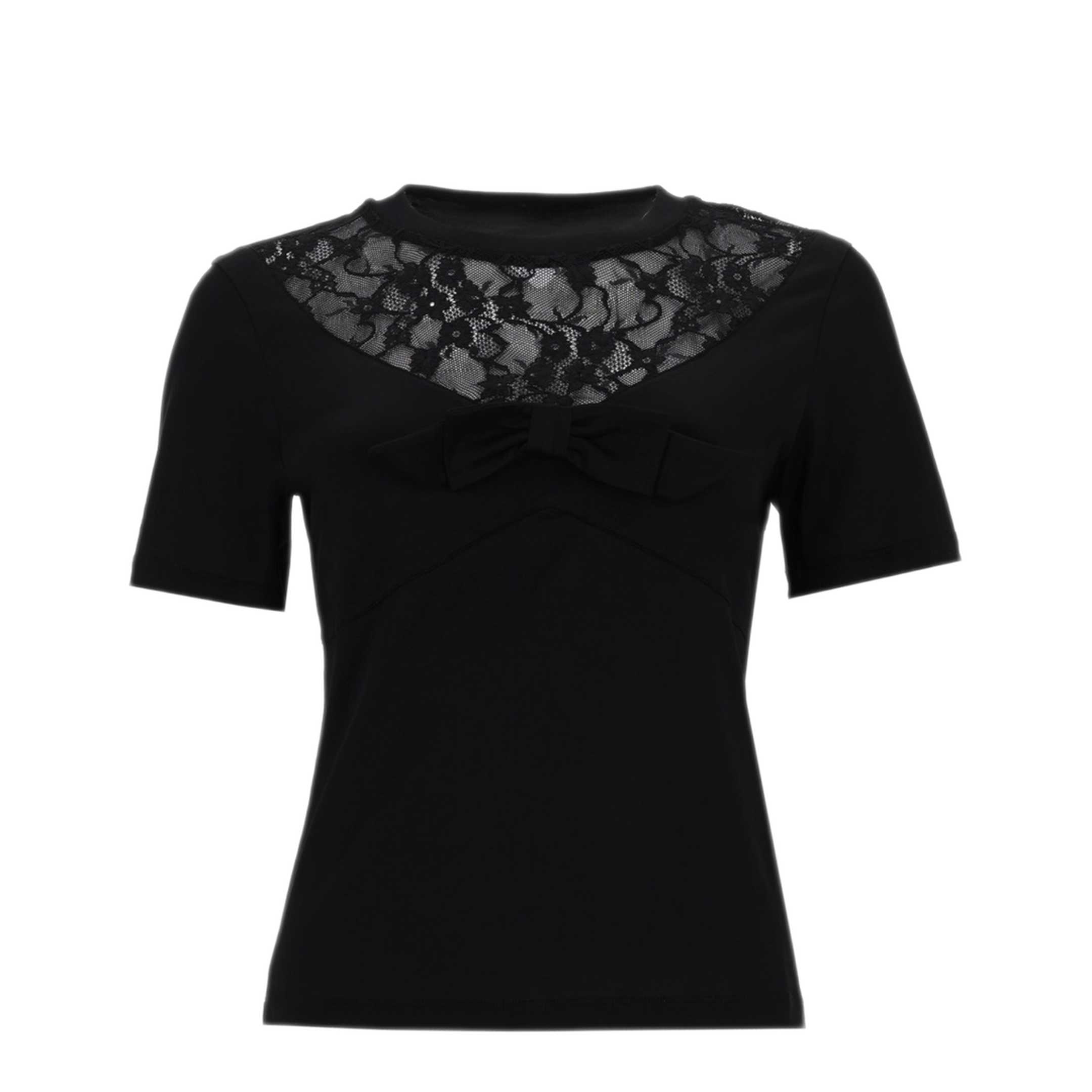 MAYFEYR - NINA RICCI - T Shirt With Bow And Lace Inserts - 26PJTO027CO1115U9000