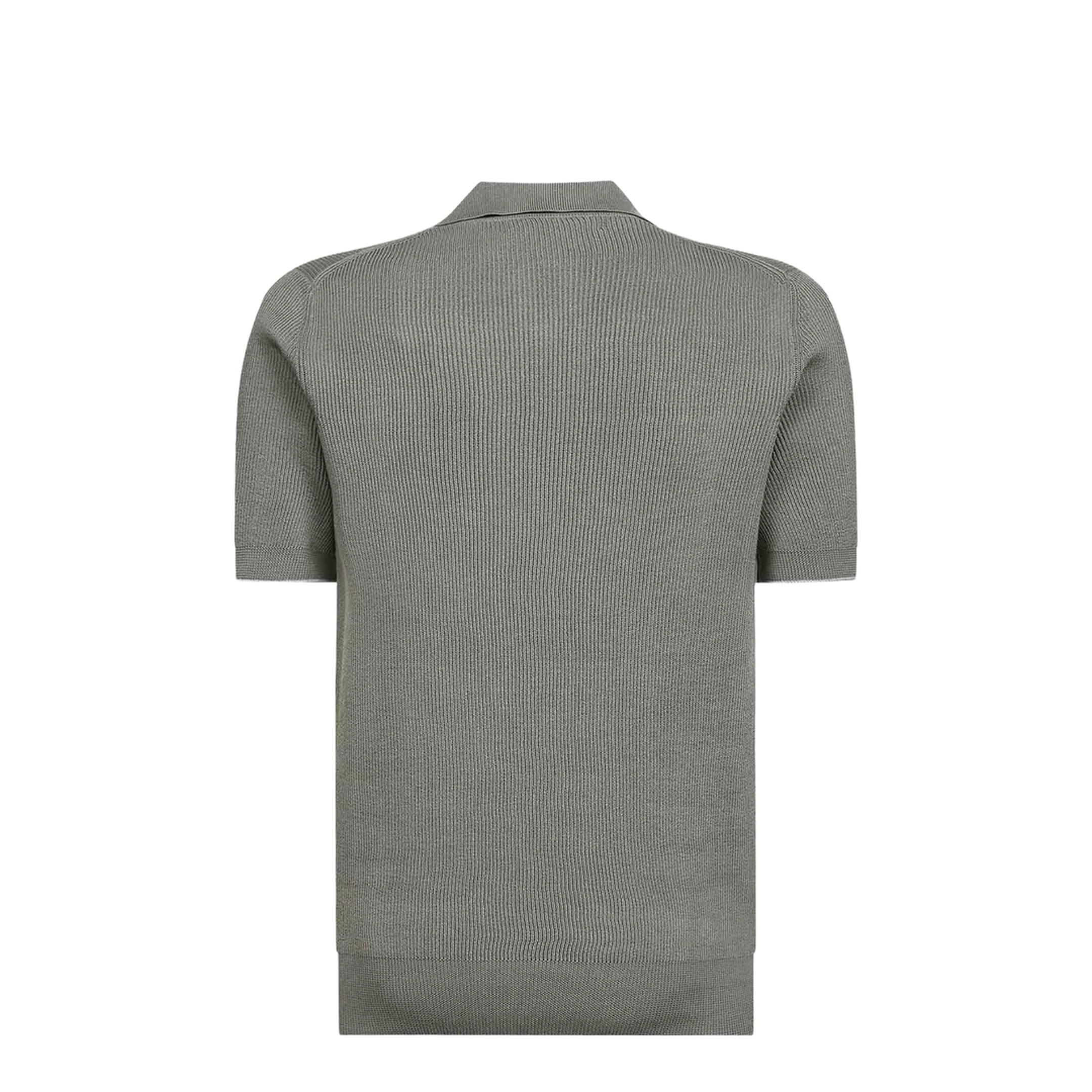 Cotton Rib Knit Polo Shirt
