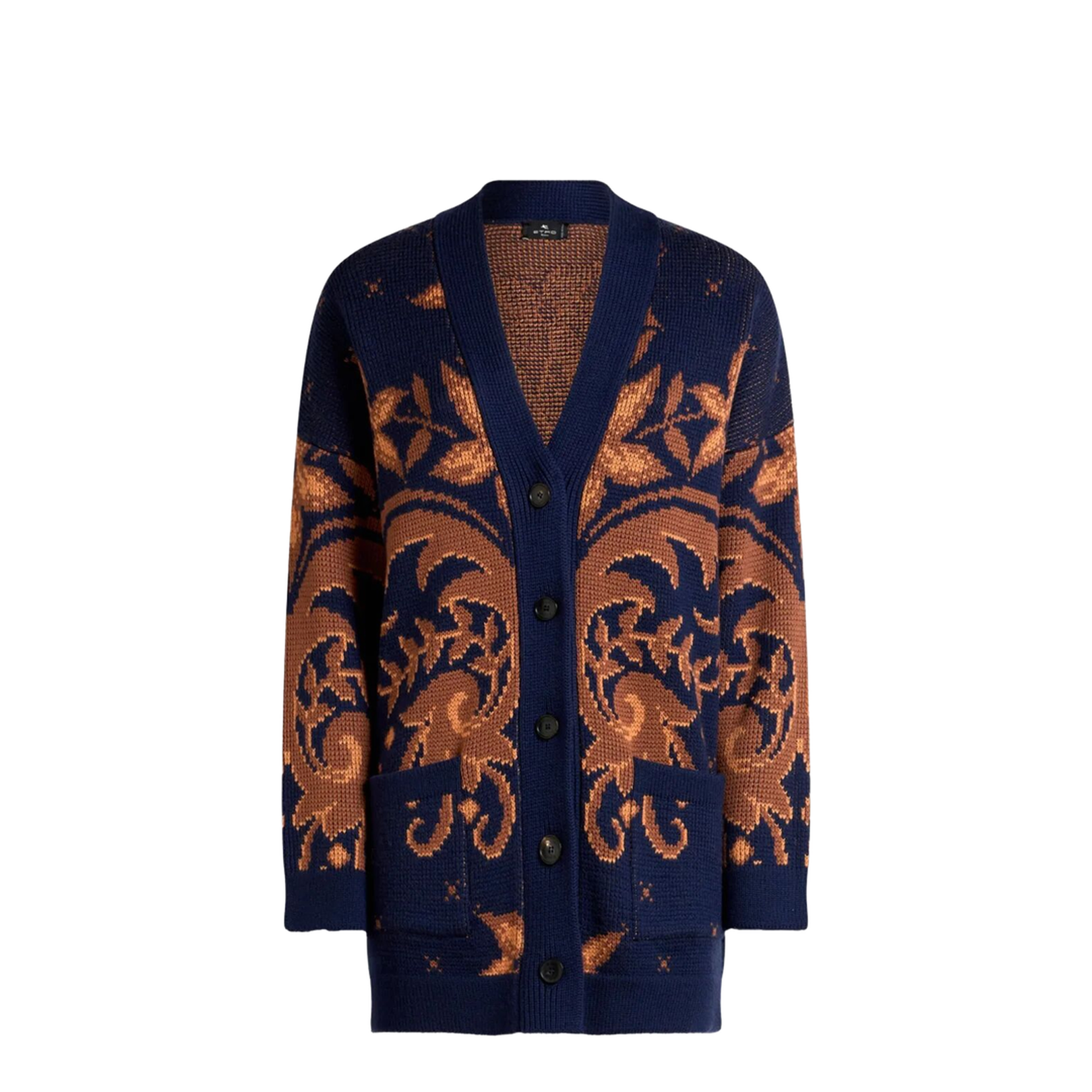 V-Neck Wool Jacquard Cardigan