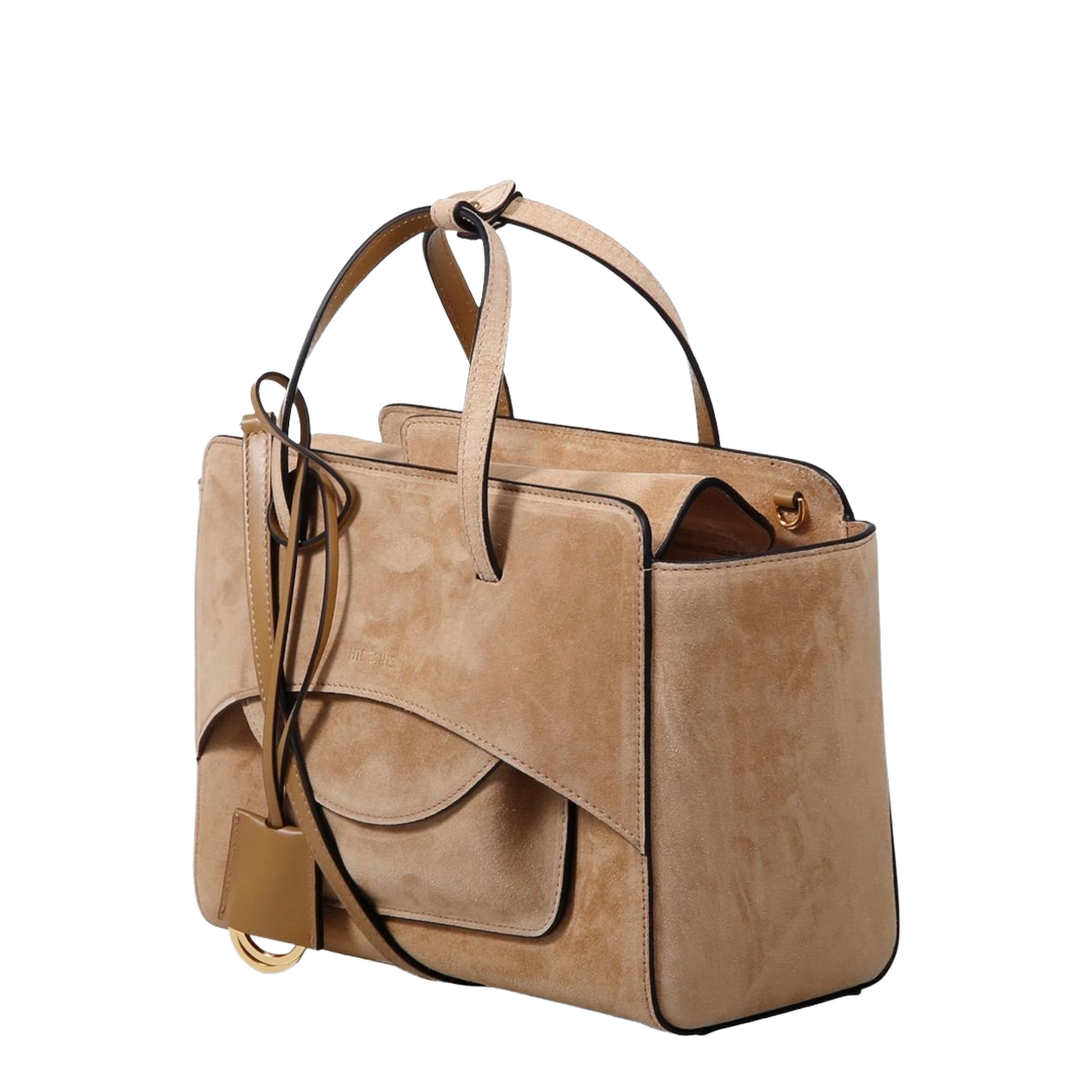 Flap Pocket Medium Calfskin Tote - Brown