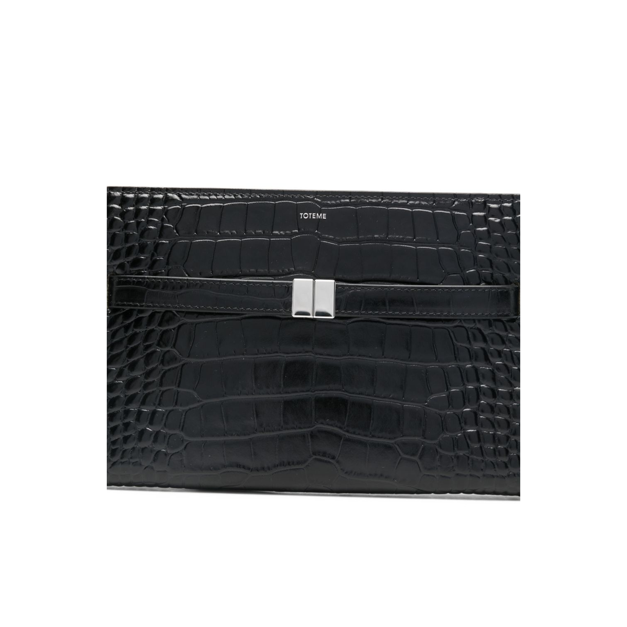 Croco-Embossed Leather Mini Crossbody Bag - Black