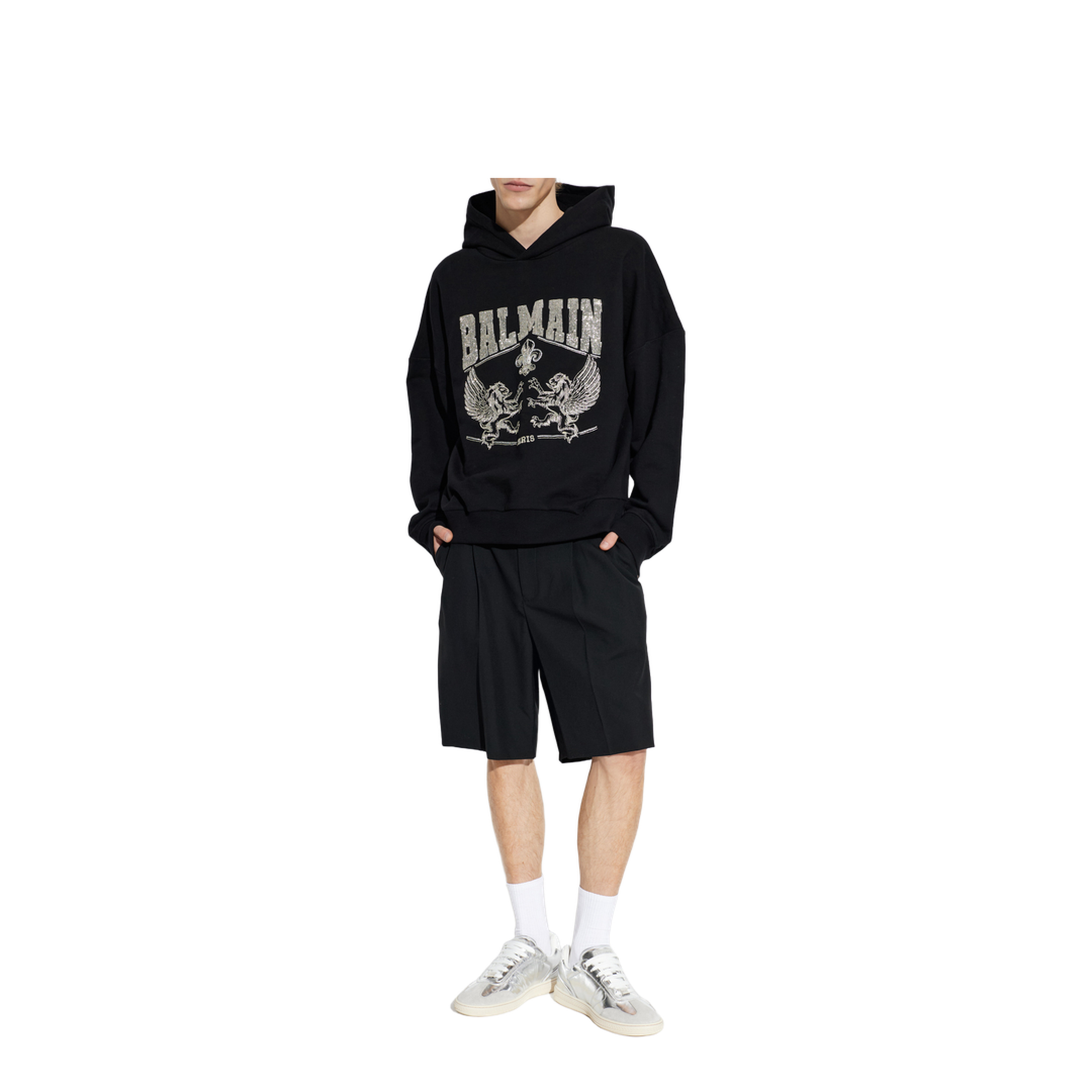 Crystal Embroidered Hoodie - Black