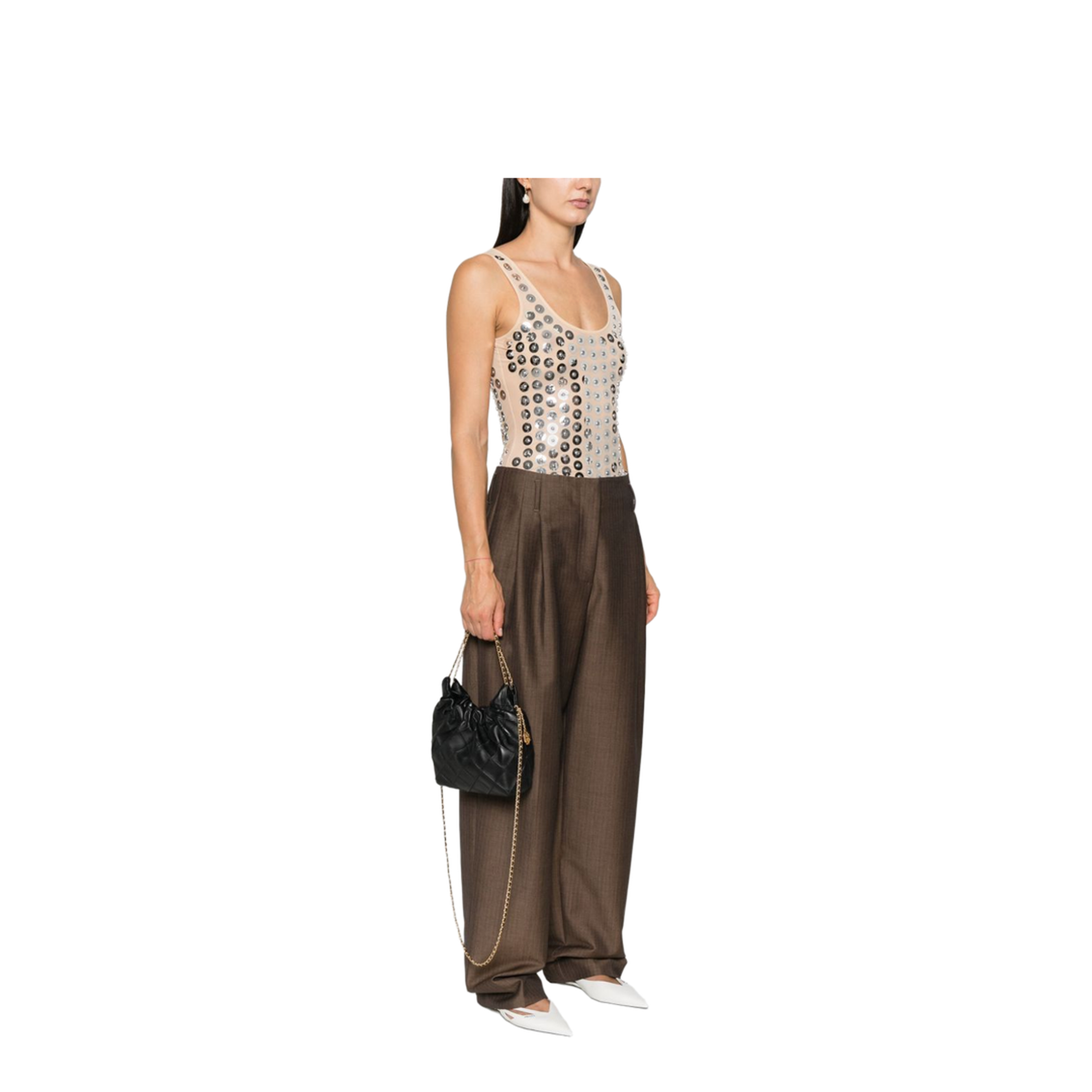 Fleming Mini Leather Hobo Bag - Black