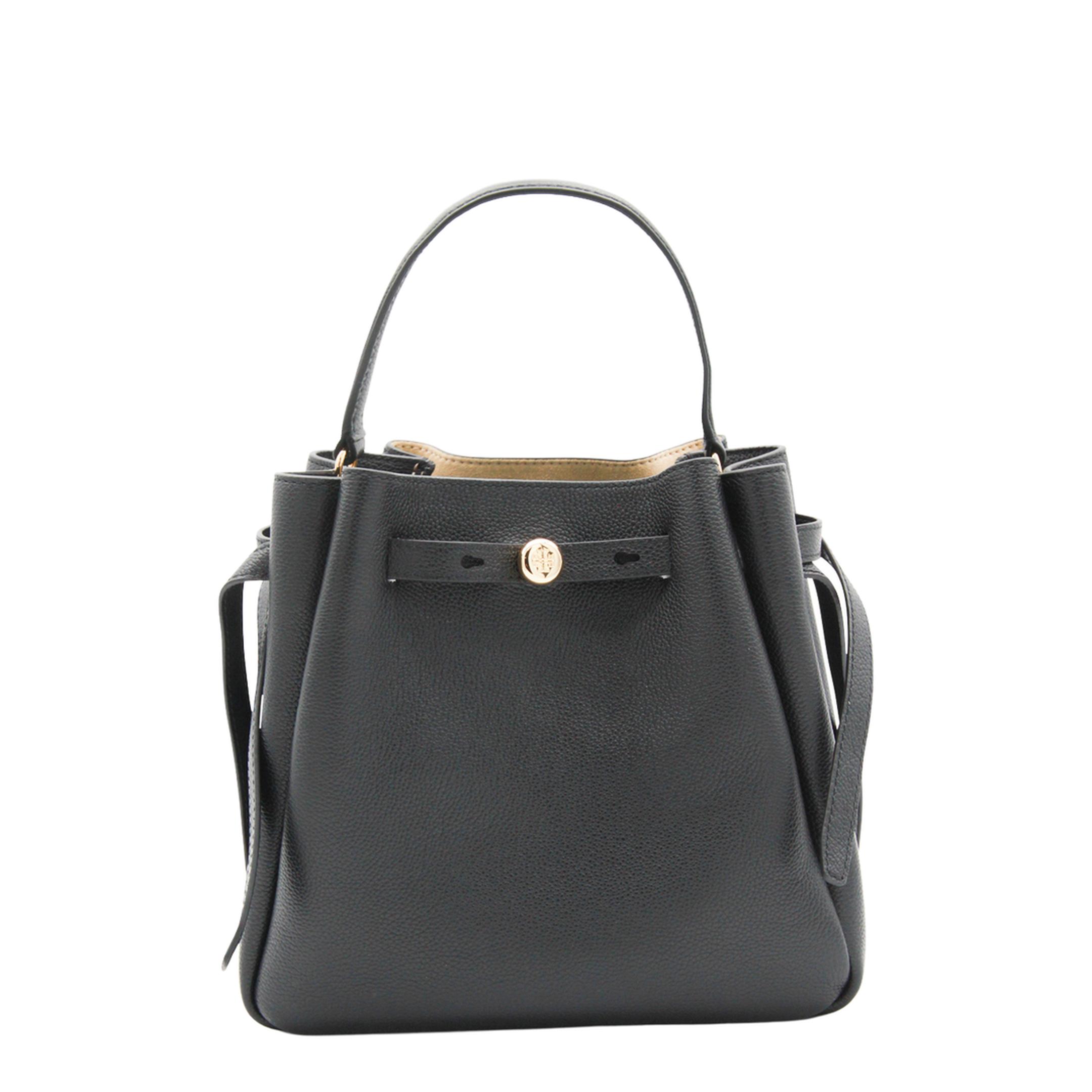 Romy Pebbled Leather Bucket Bag - Black