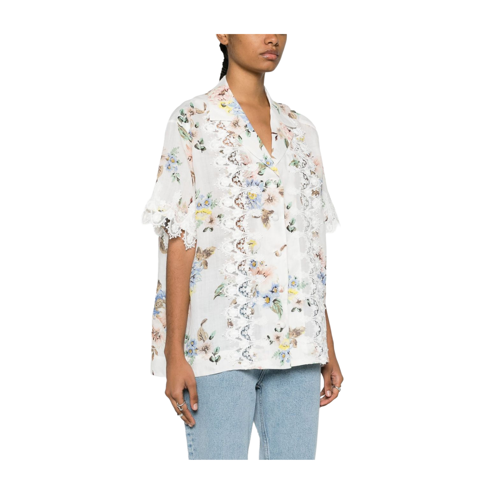 Lace Trimmed Oversized Shirt