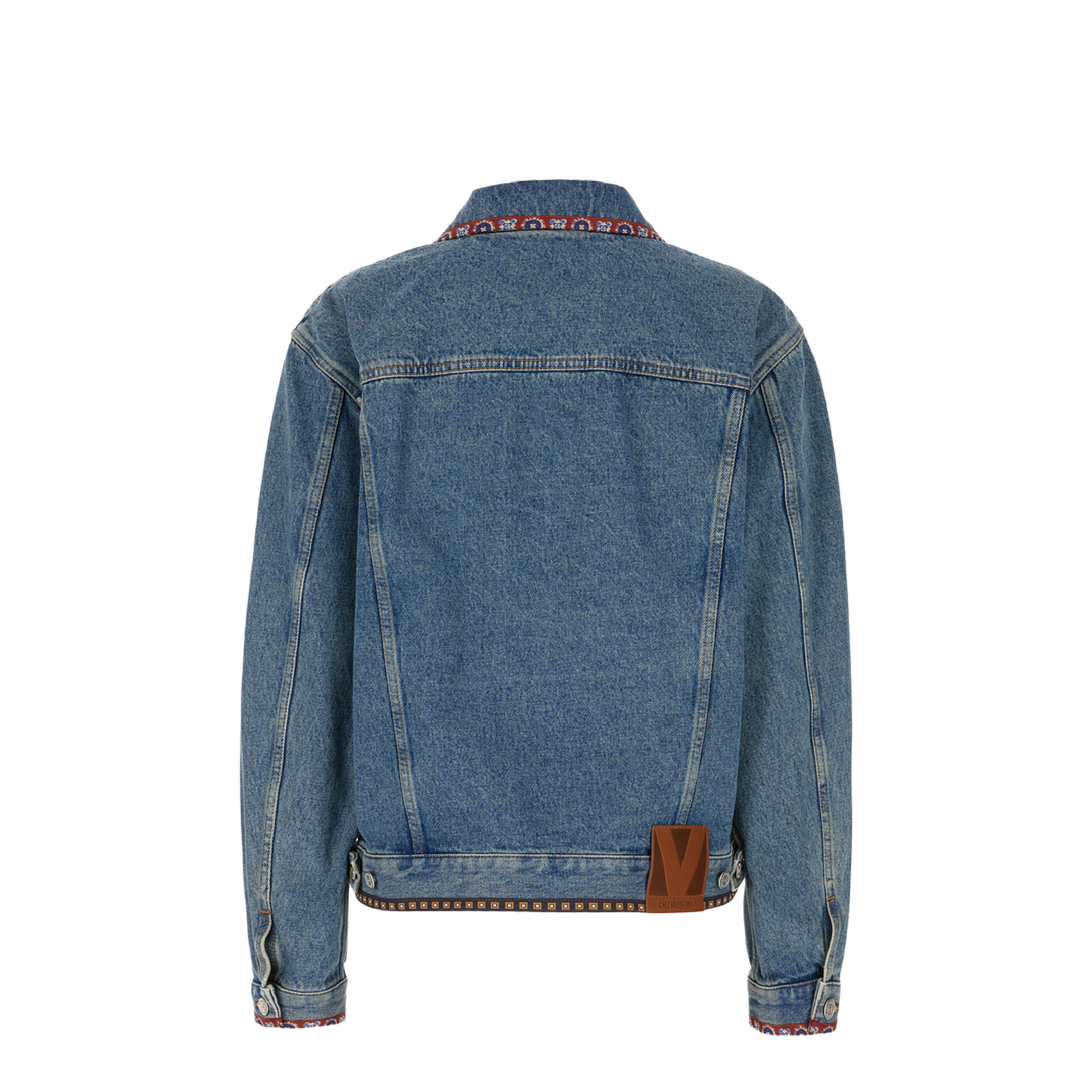 Denim Jacket With Beaded Embroidery And Printed Edges