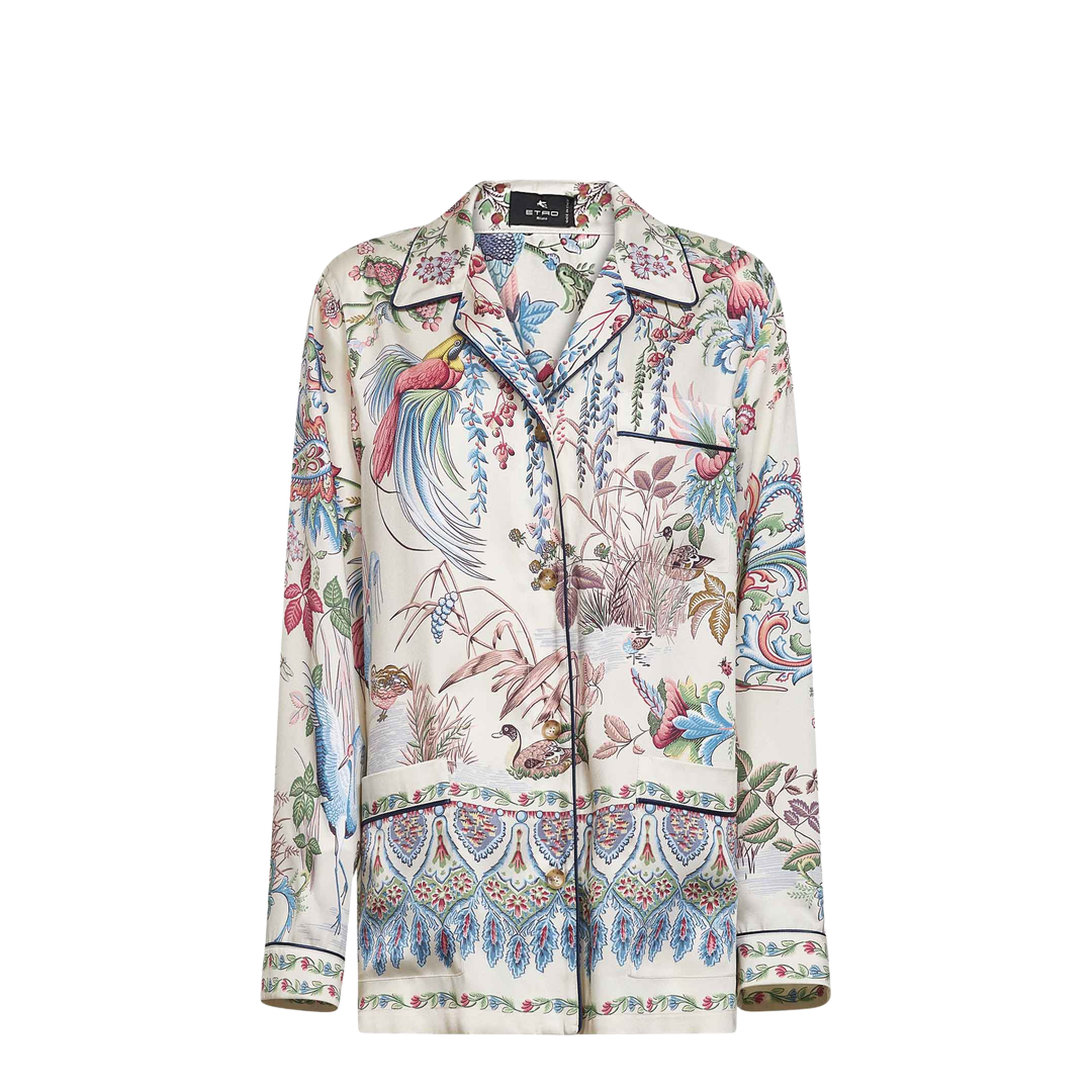 Placed Flora and Fauna Print Twill Shirt