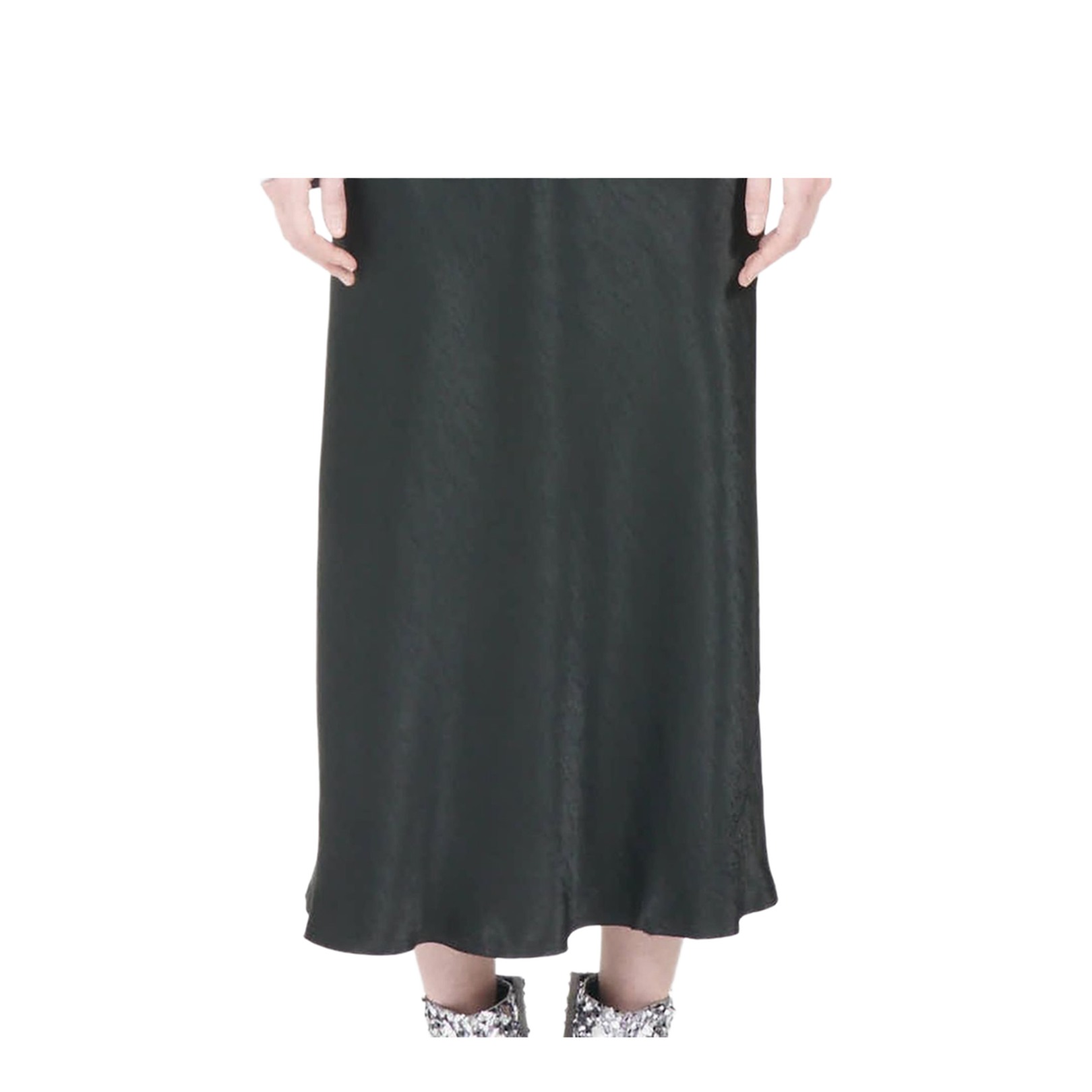 Black Satin Midi Skirt