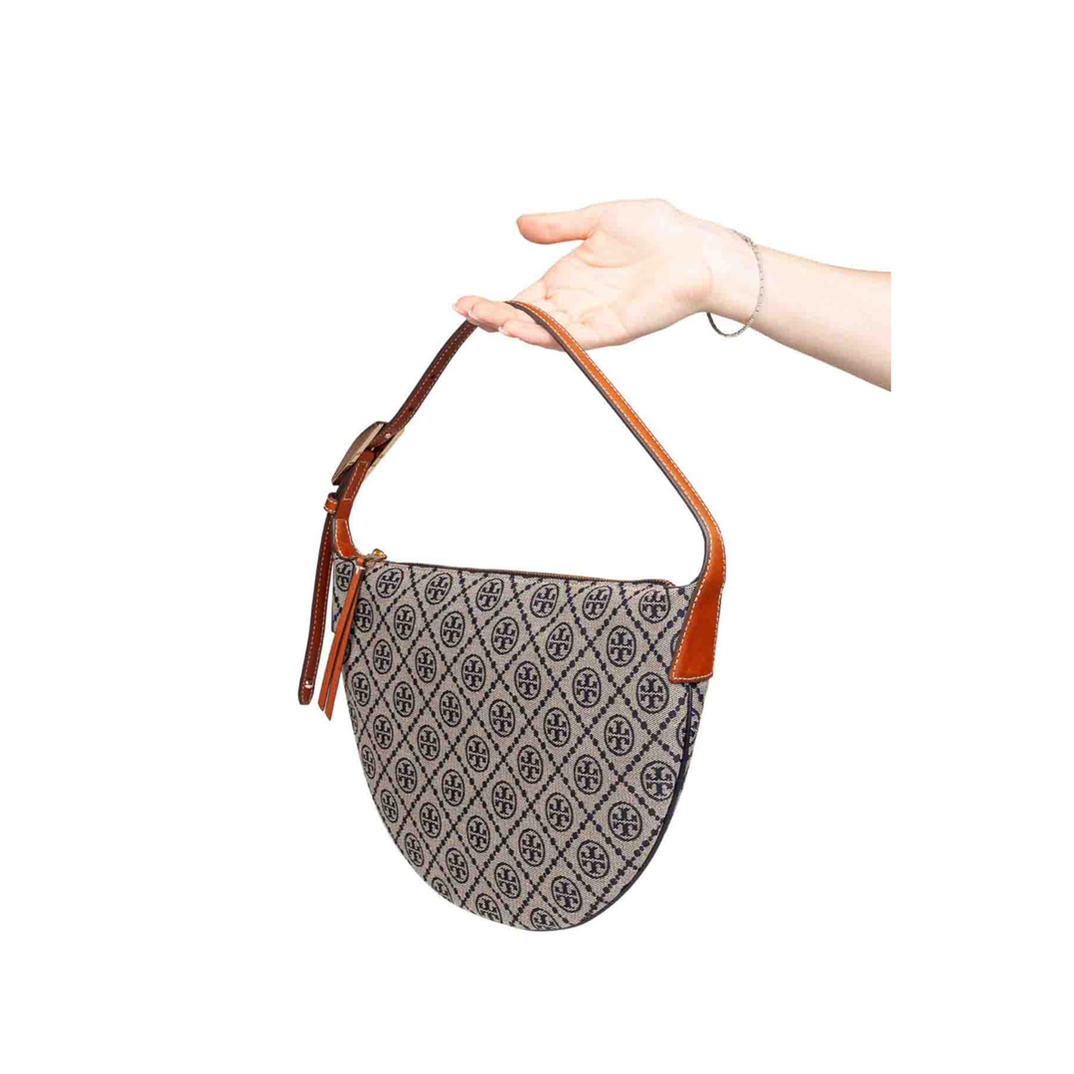 Hobo Bag in Cotton Fabric and Polyester Jacquard