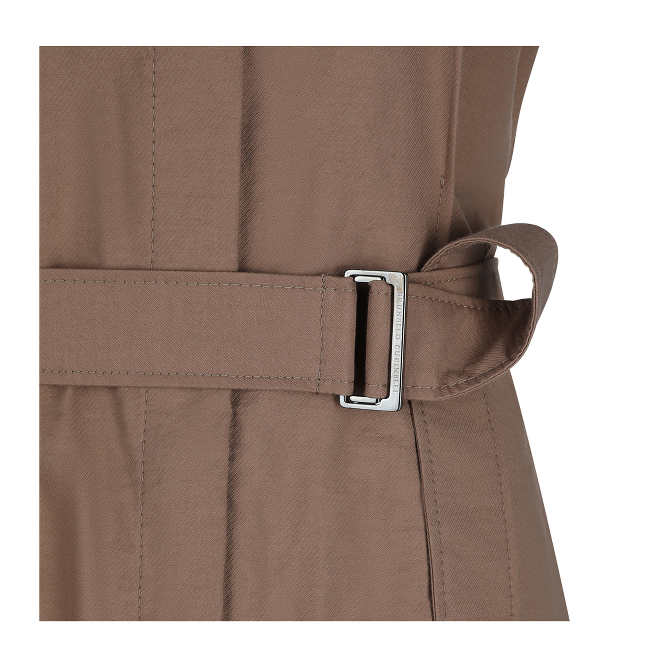 Long Sleeveless Cotton Dress with Belt at the Waist