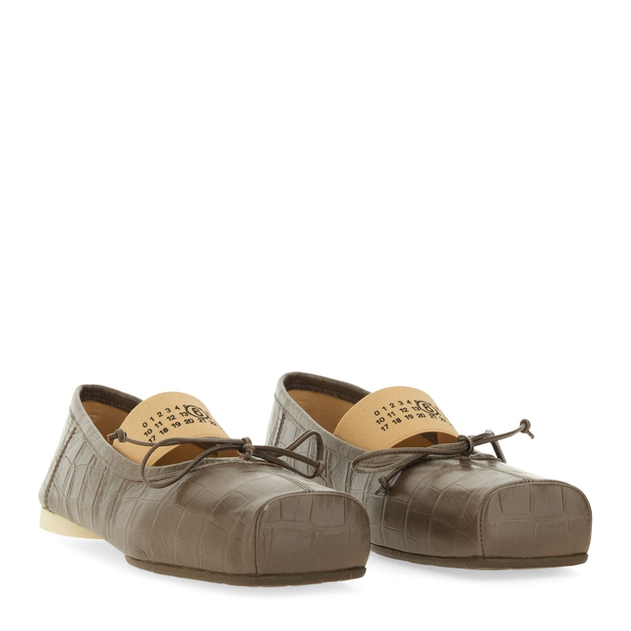 Crocodile-Effect Leather Ballerina