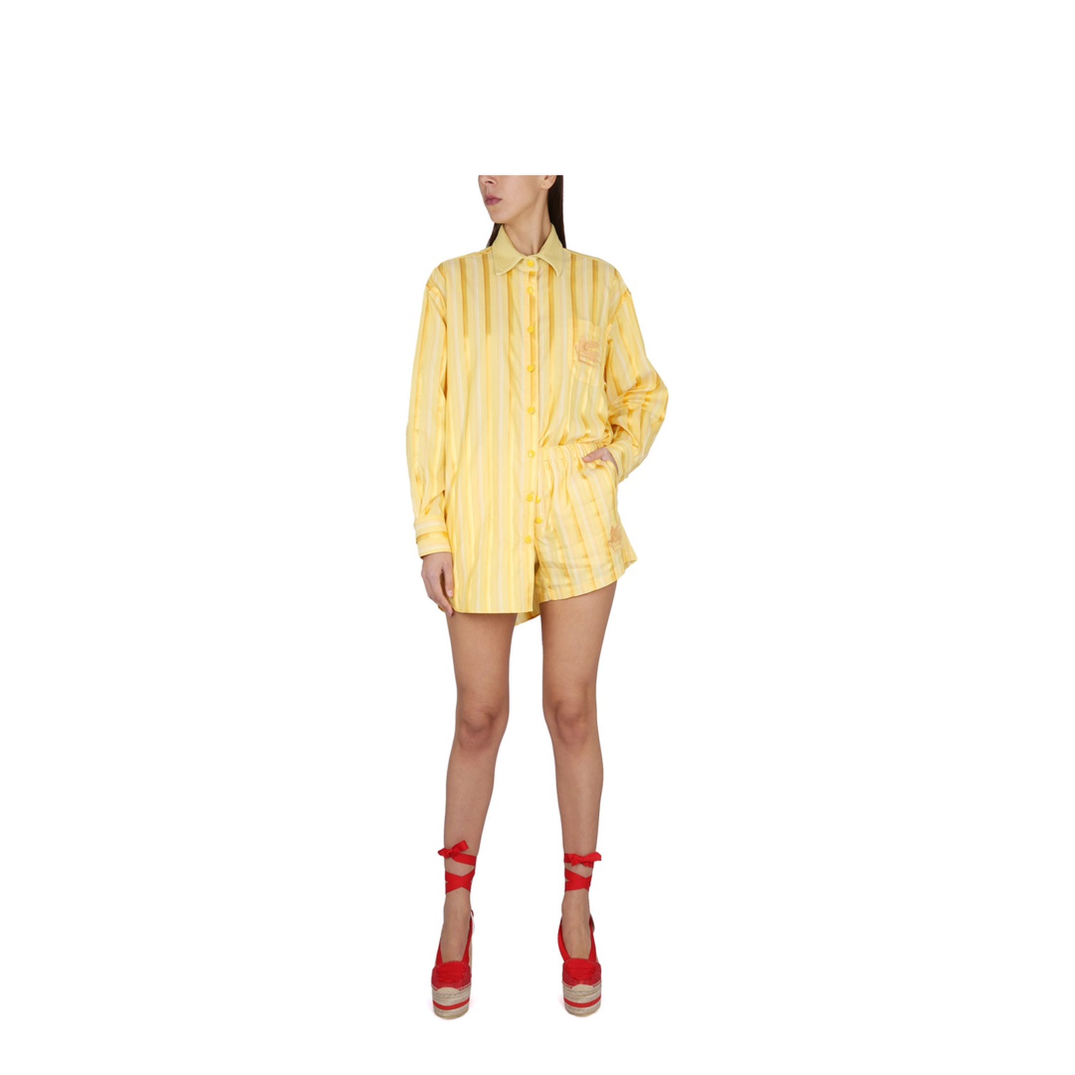 Striped Shirt Dress - Yellow