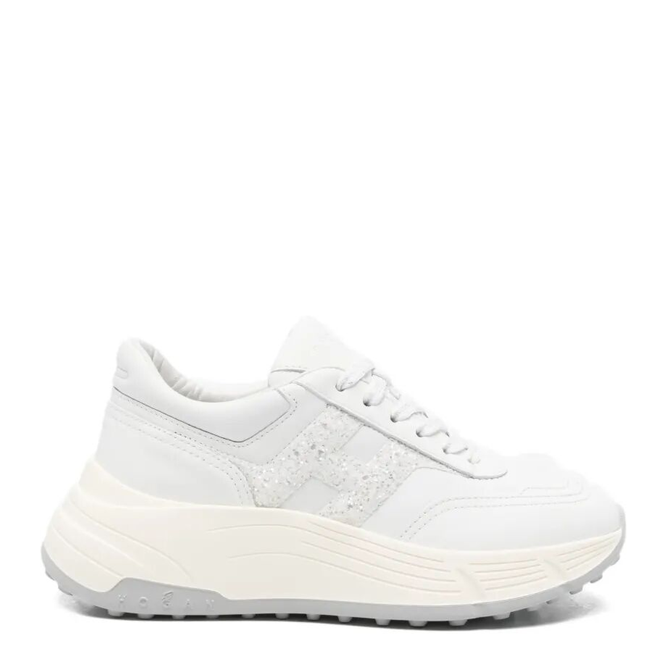 MAYFEYR - Hogan - Hi-Fi Smooth Leather Sneakers With Glittered H - HXW6690FR30UWW