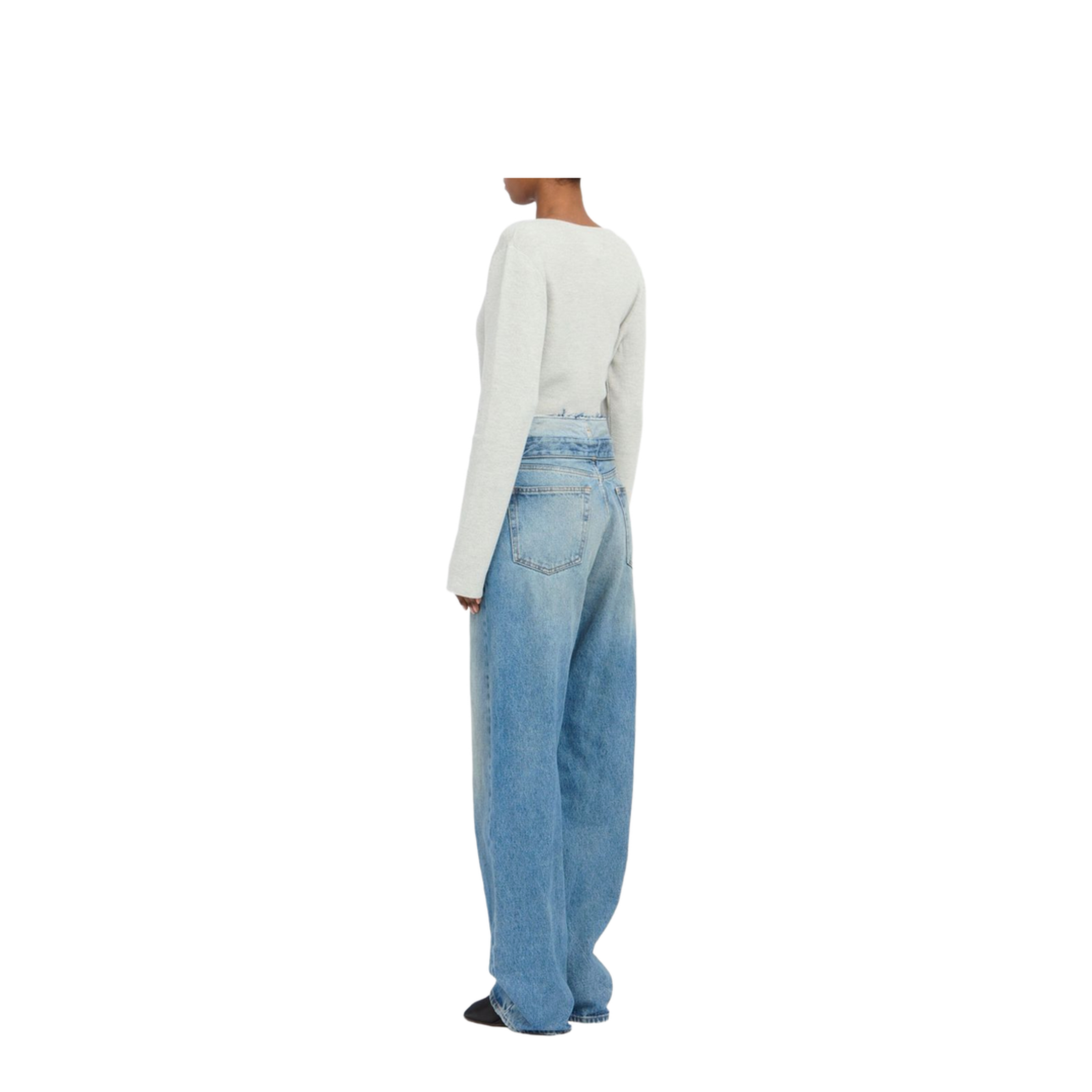 Light Blue Washed Jeans with Layered Waistband