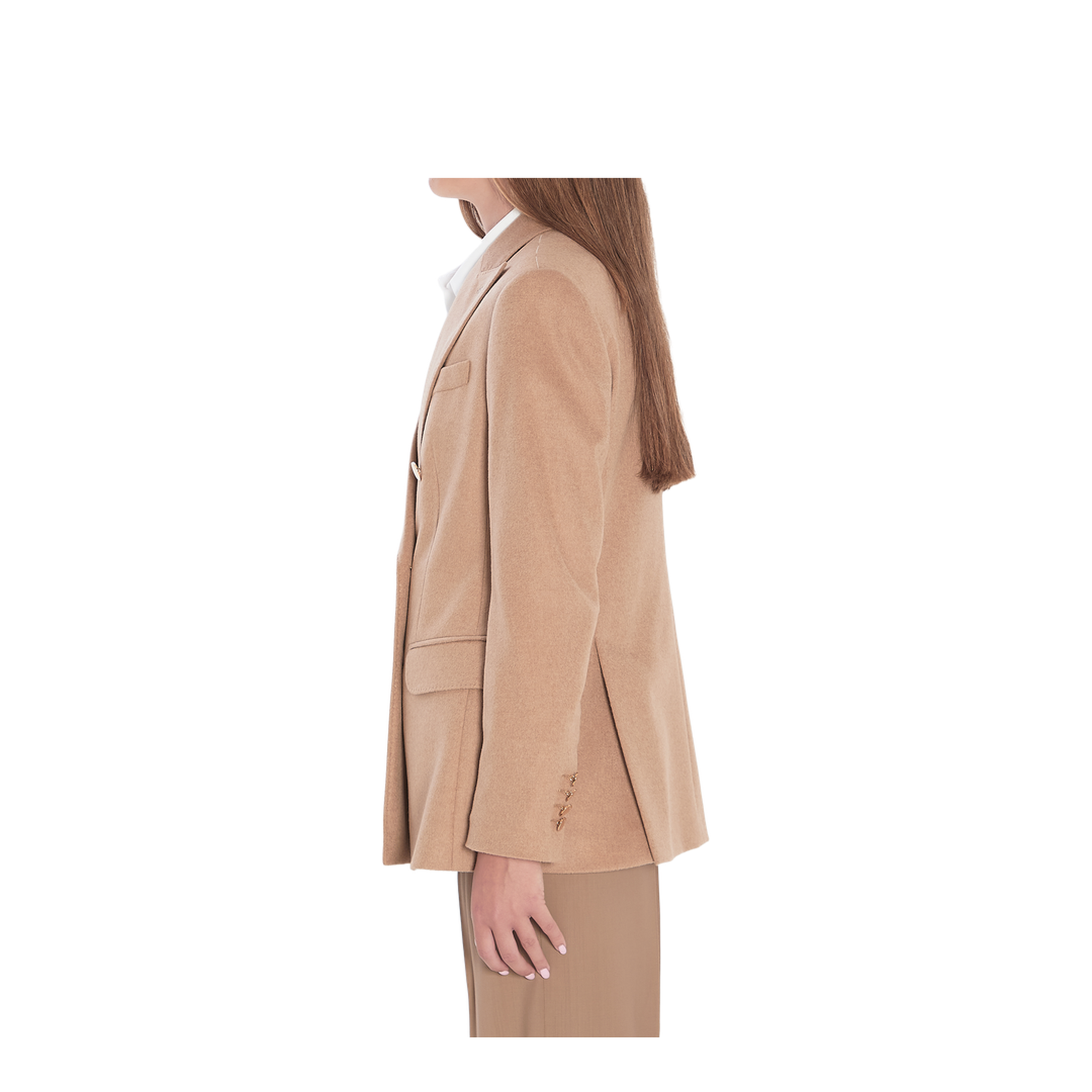 Double-breasted blazer in camel