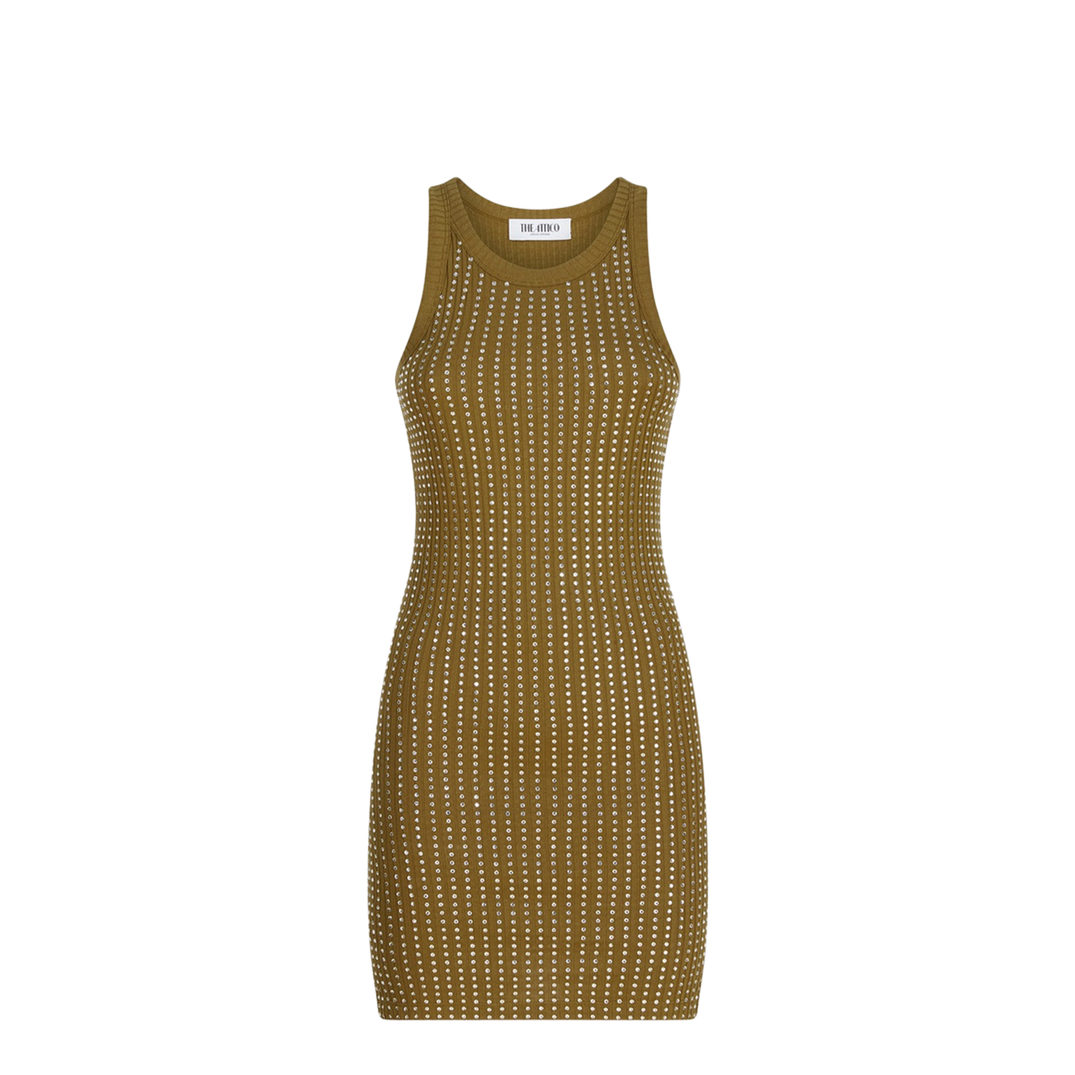 MAYFEYR - The Attico - Military Green Mini Dress With Rhinestones - 251WCW00206JJJ051T081