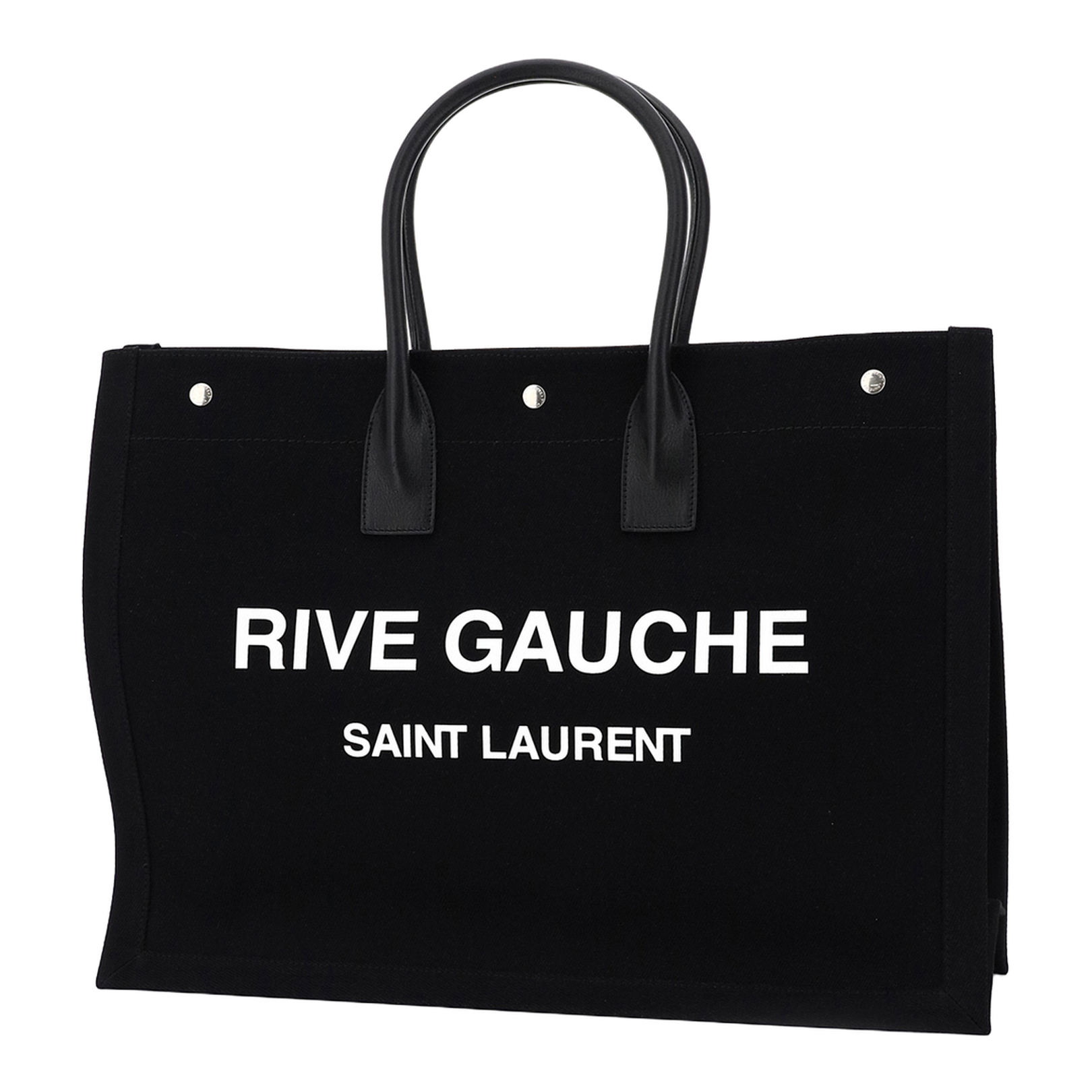 Rive Gauche Large Canvas Shopper Bags - Black