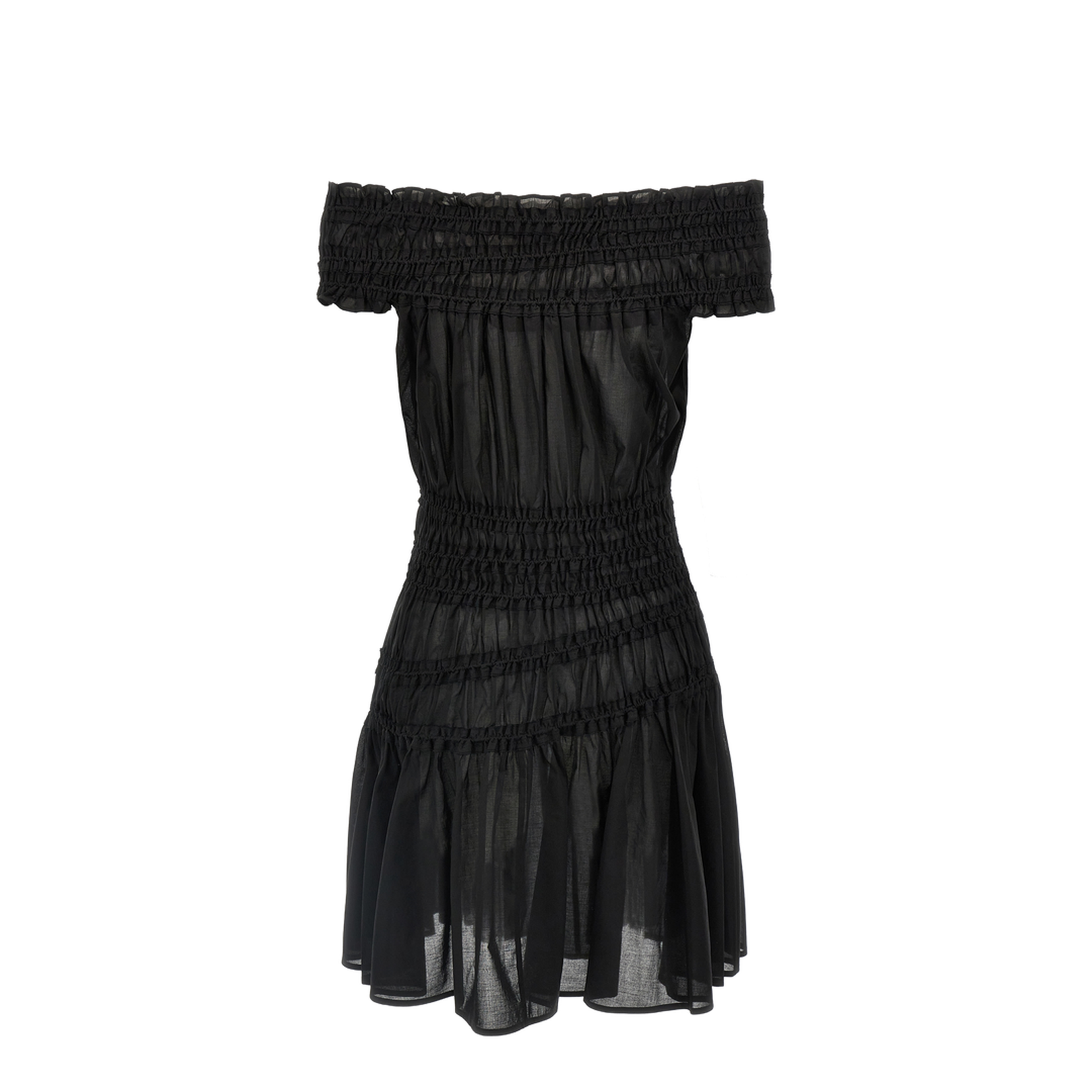 Smocked Cotton Dress In Black