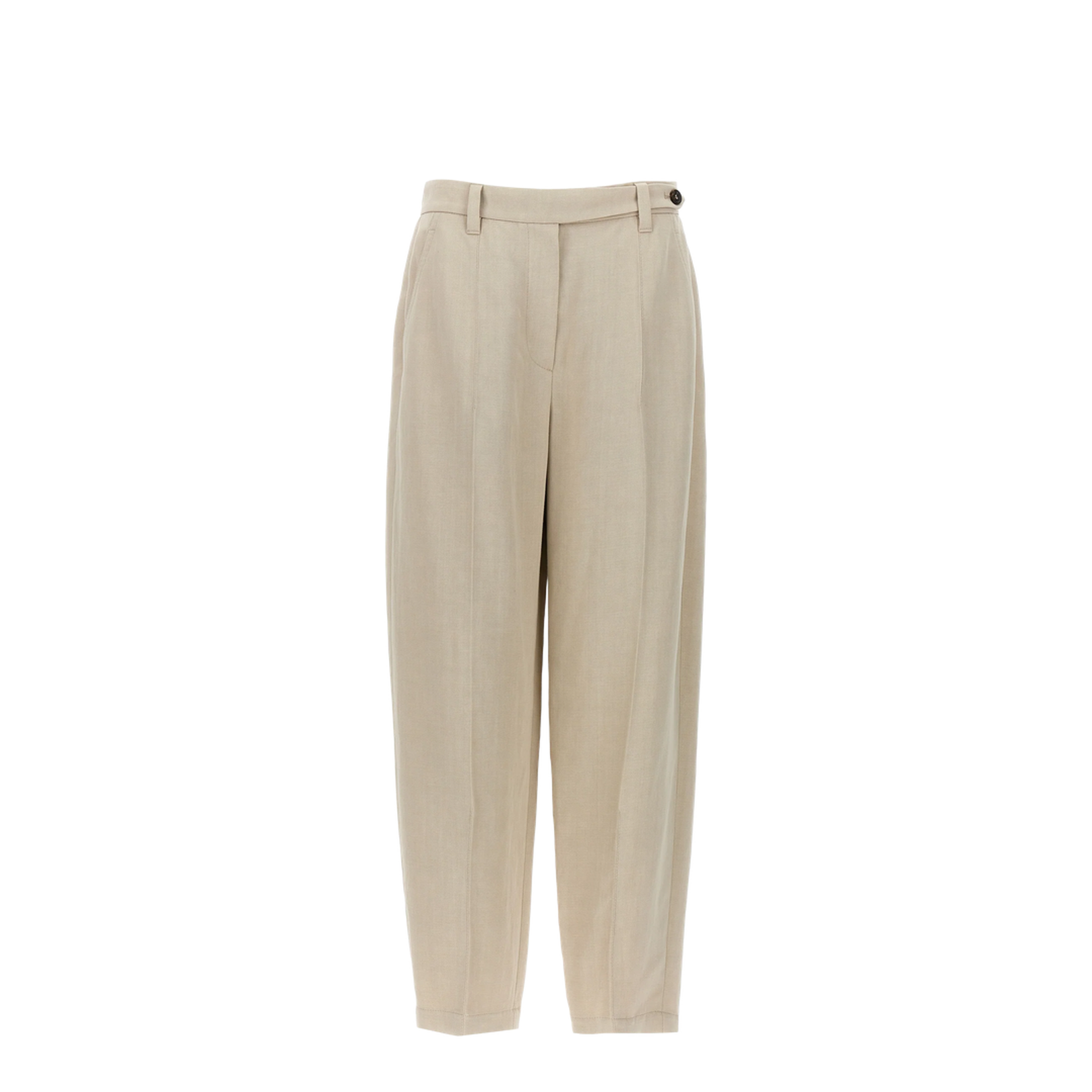 Curved Viscose and Linen Trousers