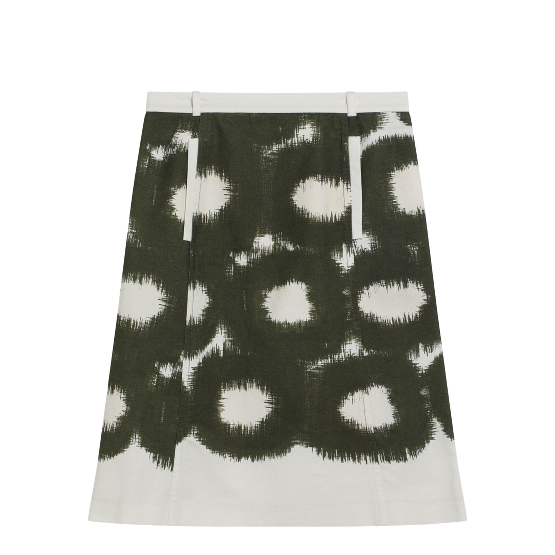 Cotton Skirt with Military Green Pattern