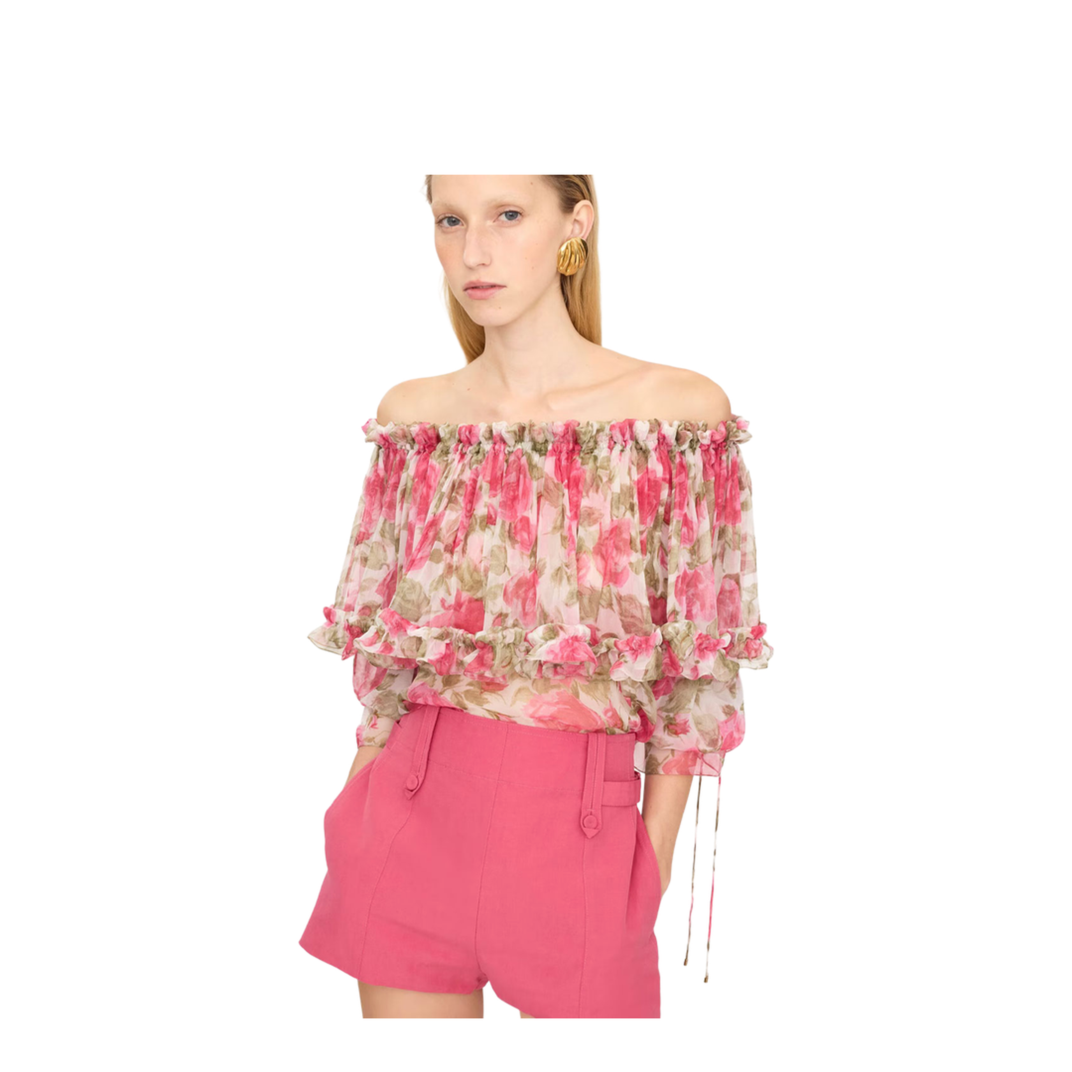 MAYFEYR - Chloè - Off-The-Shoulder Puff-Sleeve Top In Silk Mousseline - CH26UH123278