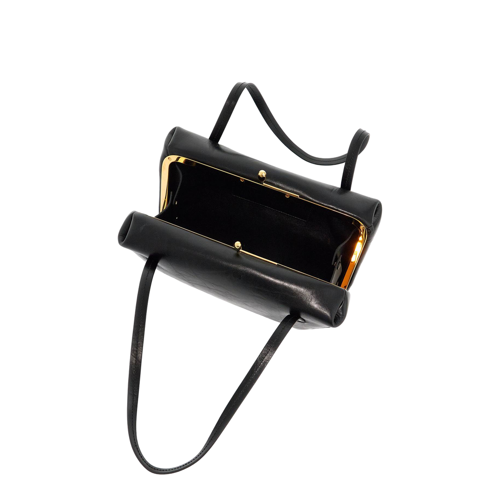 Black Leather Goji Pillow Handbag